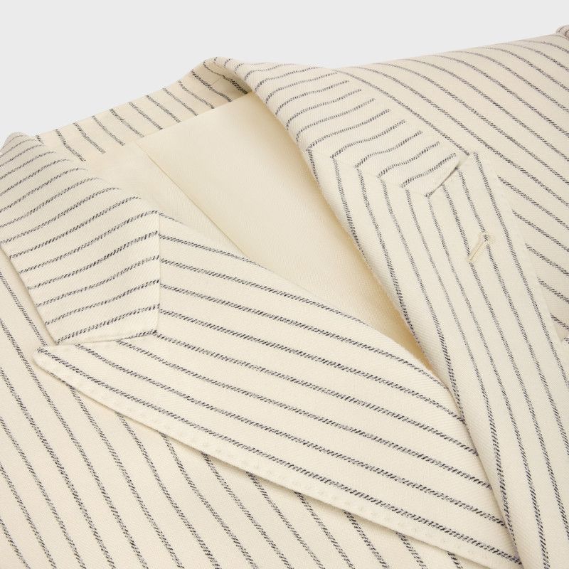 Celine camden jacket in striped wool gabardine vanilla/black Size US XS / EU 42 / 0 - 3 Thumbnail