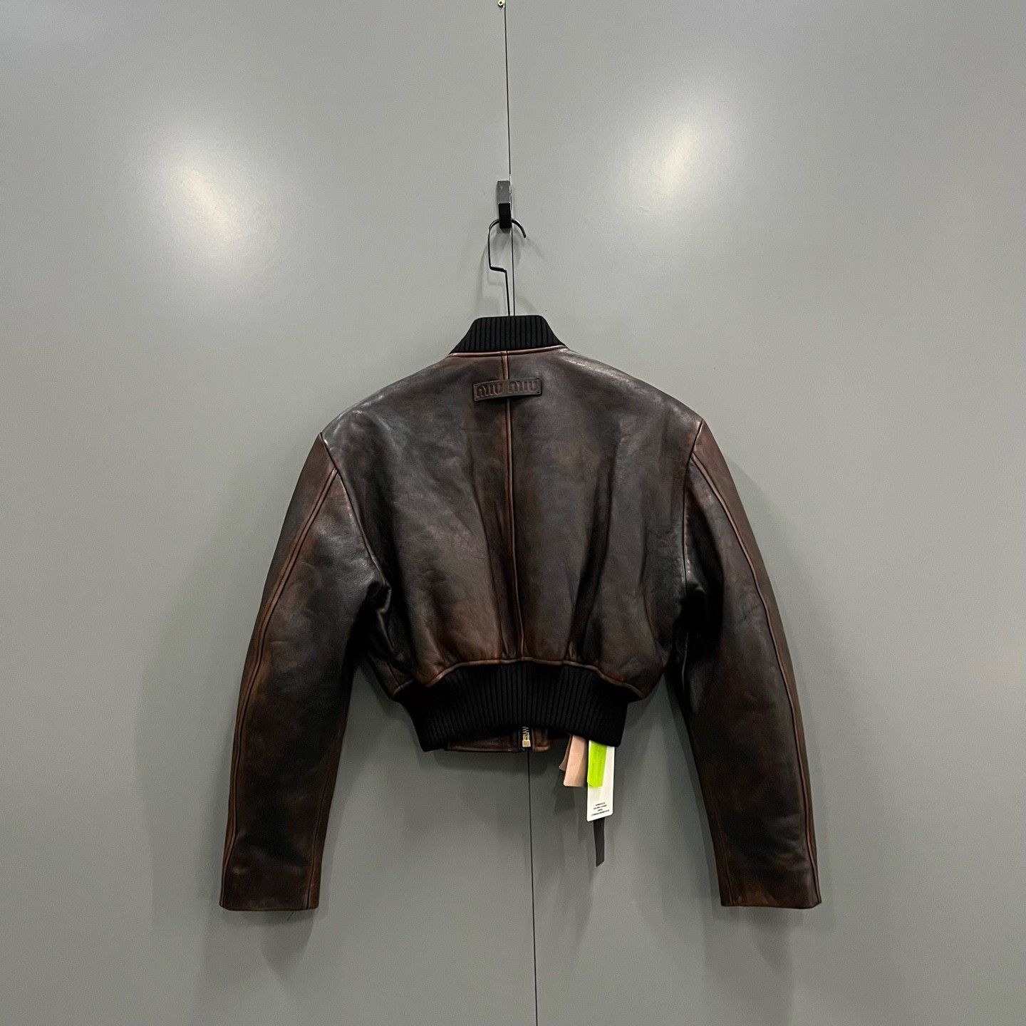 Miu Miu Miu Miu Distressed Brown Leather Jacket it_38 Women Size XS / US 0-2 / IT 36-38 - 2 Thumbnail