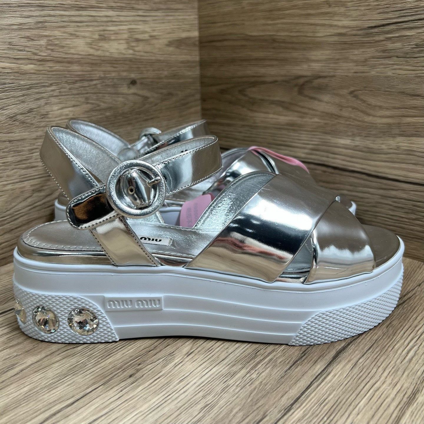 Miu Miu Miu Miu Silver Sandals us_8 Women Size US 8 / IT 38 - 3 Thumbnail