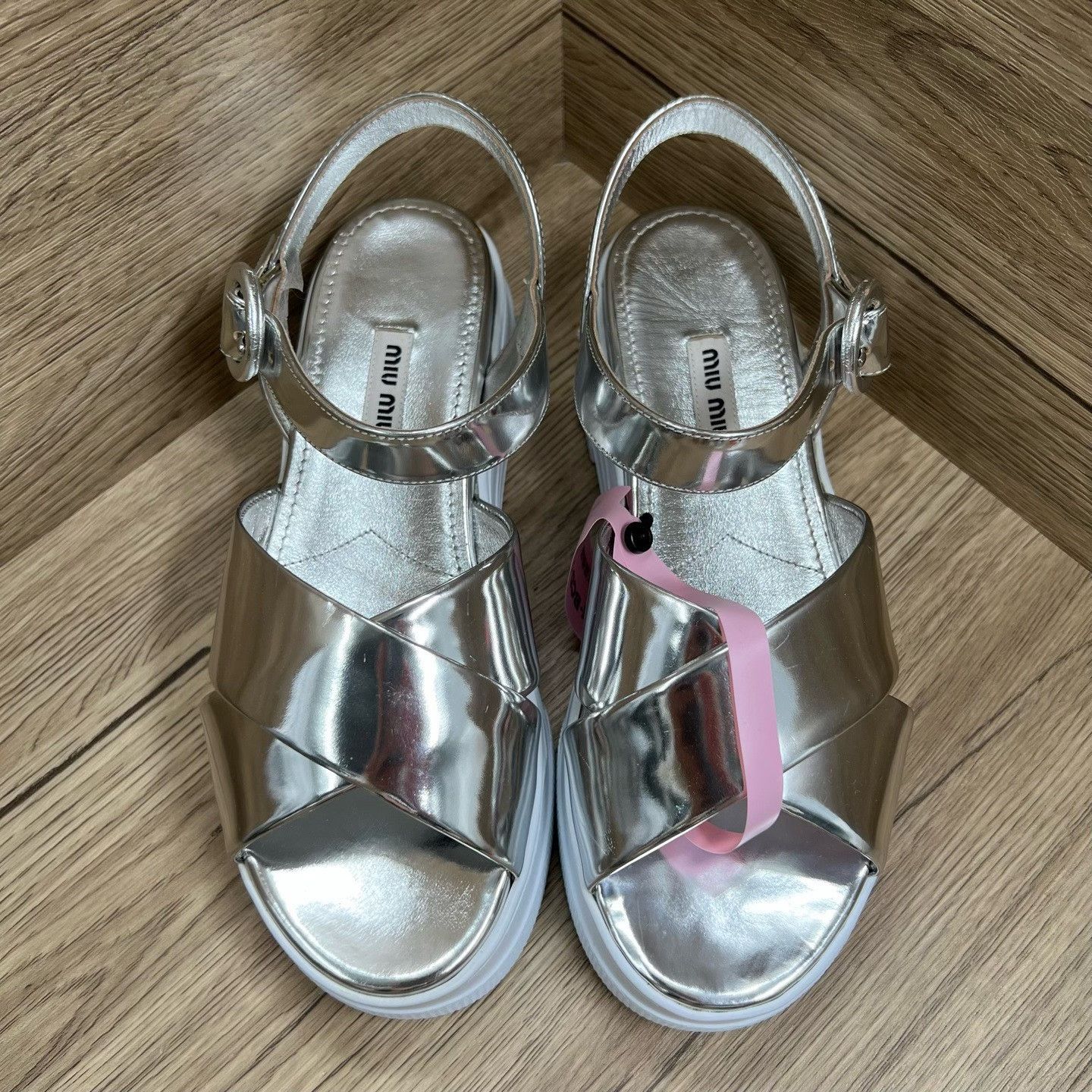 Miu Miu Miu Miu Silver Sandals us_8 Women Size US 8 / IT 38 - 2 Thumbnail