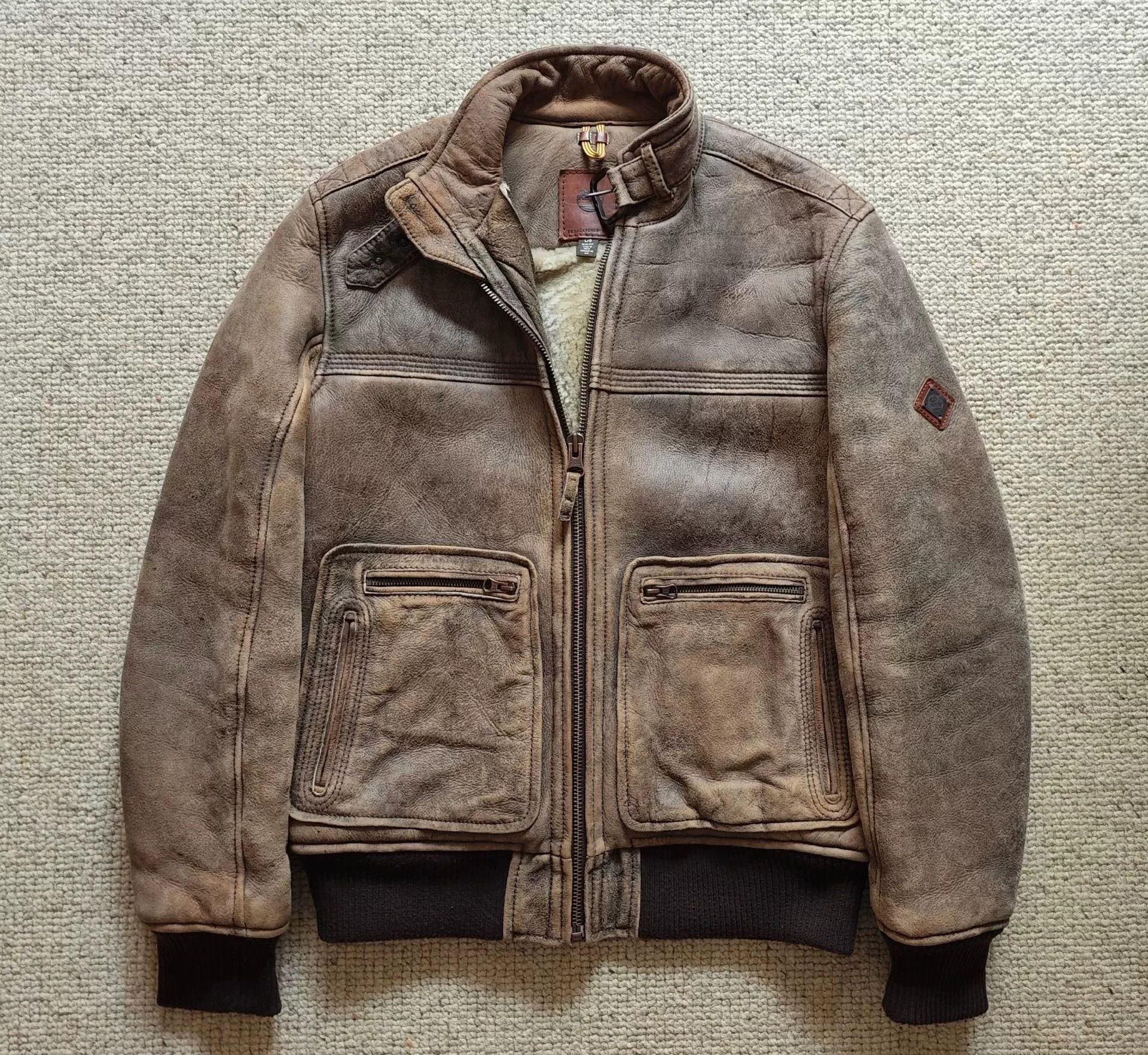 Timberland Timberland Fur-Lined Leather Biker Jacket Size US L / EU 52-54 / 3 - 2 Thumbnail