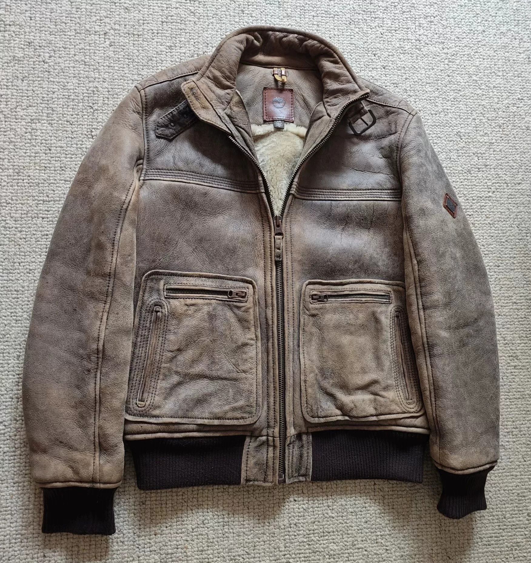 Timberland Timberland Fur-Lined Leather Biker Jacket Size US L / EU 52-54 / 3 - 3 Thumbnail