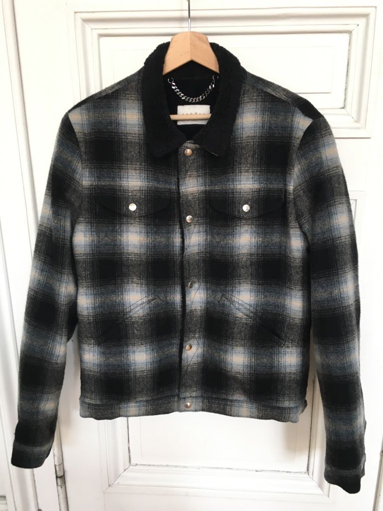 Pre-owned Sandro Checkered Shearling Jacket