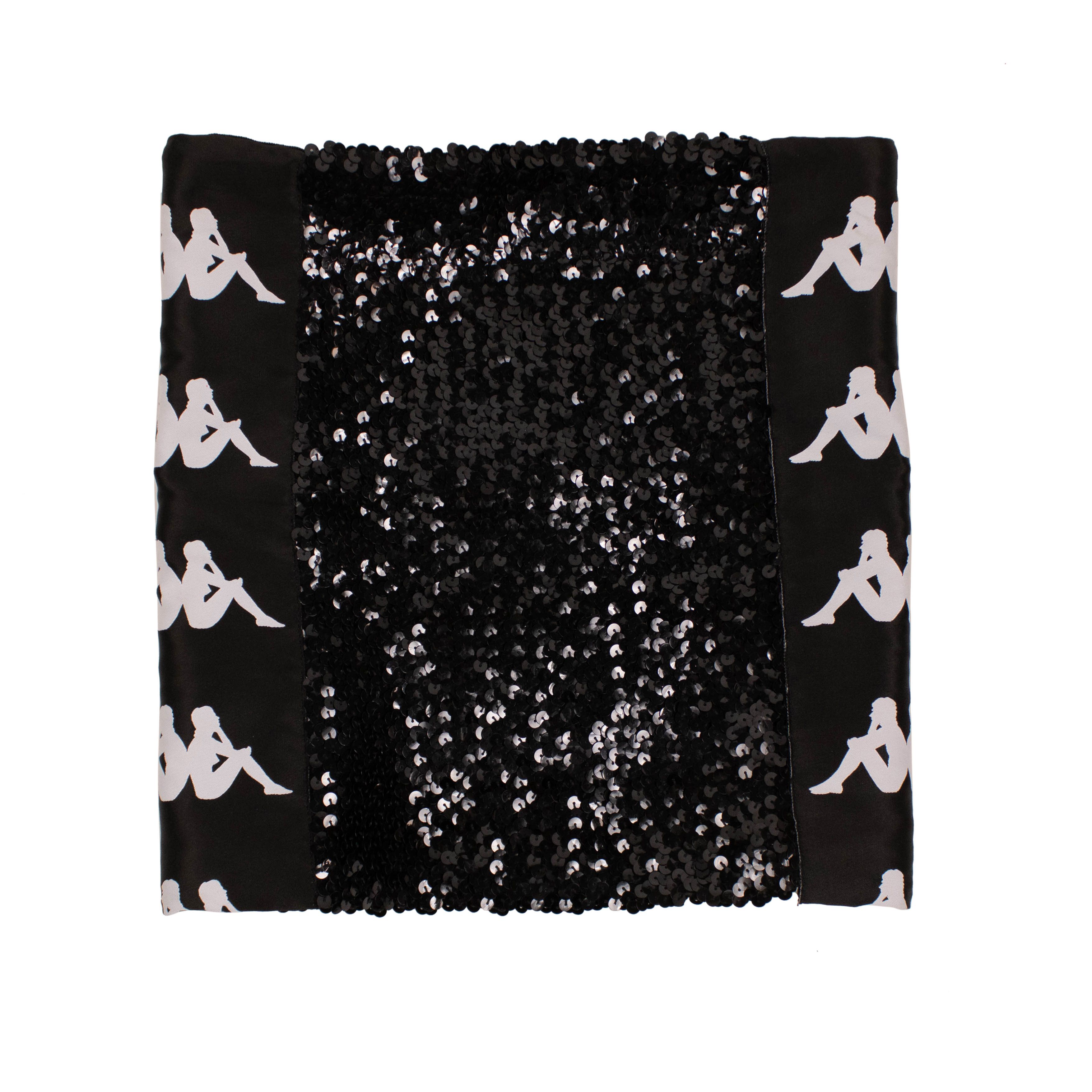 Faith Connexion × Kappa Black Sequin Logo Mini Skirt Size S Size 27" / US 4 / IT 40 - 2 Thumbnail