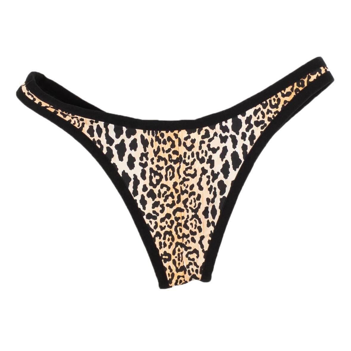 Reina Olga Black & Orange Leopard Wilson Bikini Bottoms Size L Size ONE SIZE - 4 Thumbnail