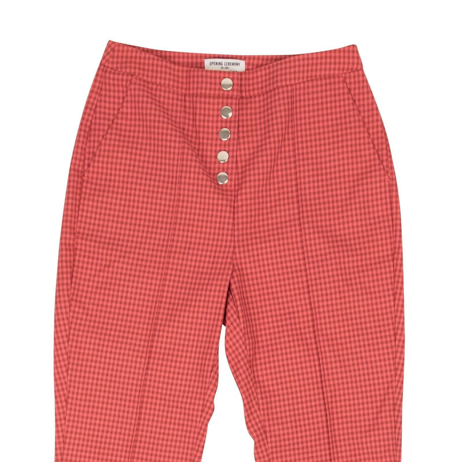 Opening Ceremony Rust Red Polyester Snap Front Gingham Pants Size 4/40 Size 27" / US 4 / IT 40 - 2 Thumbnail