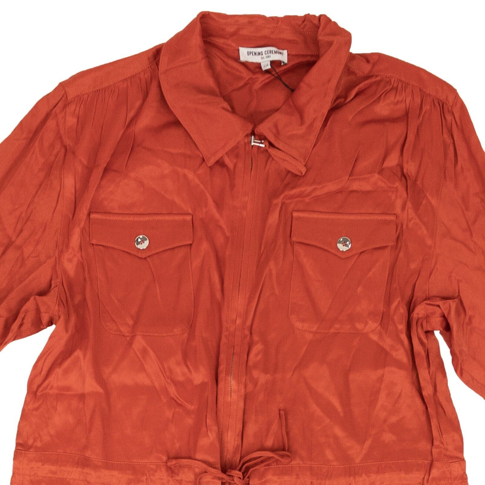 Opening Ceremony Rust Red Zip Front Long Sleeve Jumpsuit Size XS Size 26" / US 2 / IT 38 - 2 Thumbnail