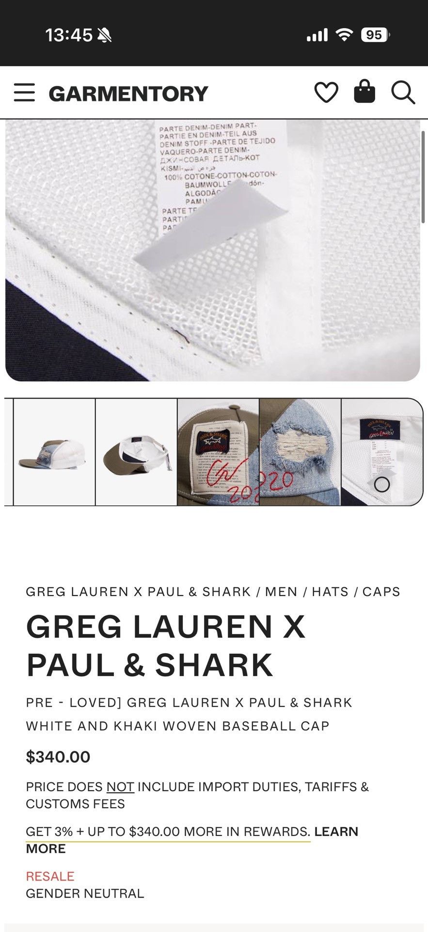 Greg Lauren Greg Lauren x Paul&Shark Woven Baseball Cap Size ONE SIZE - 9 Thumbnail