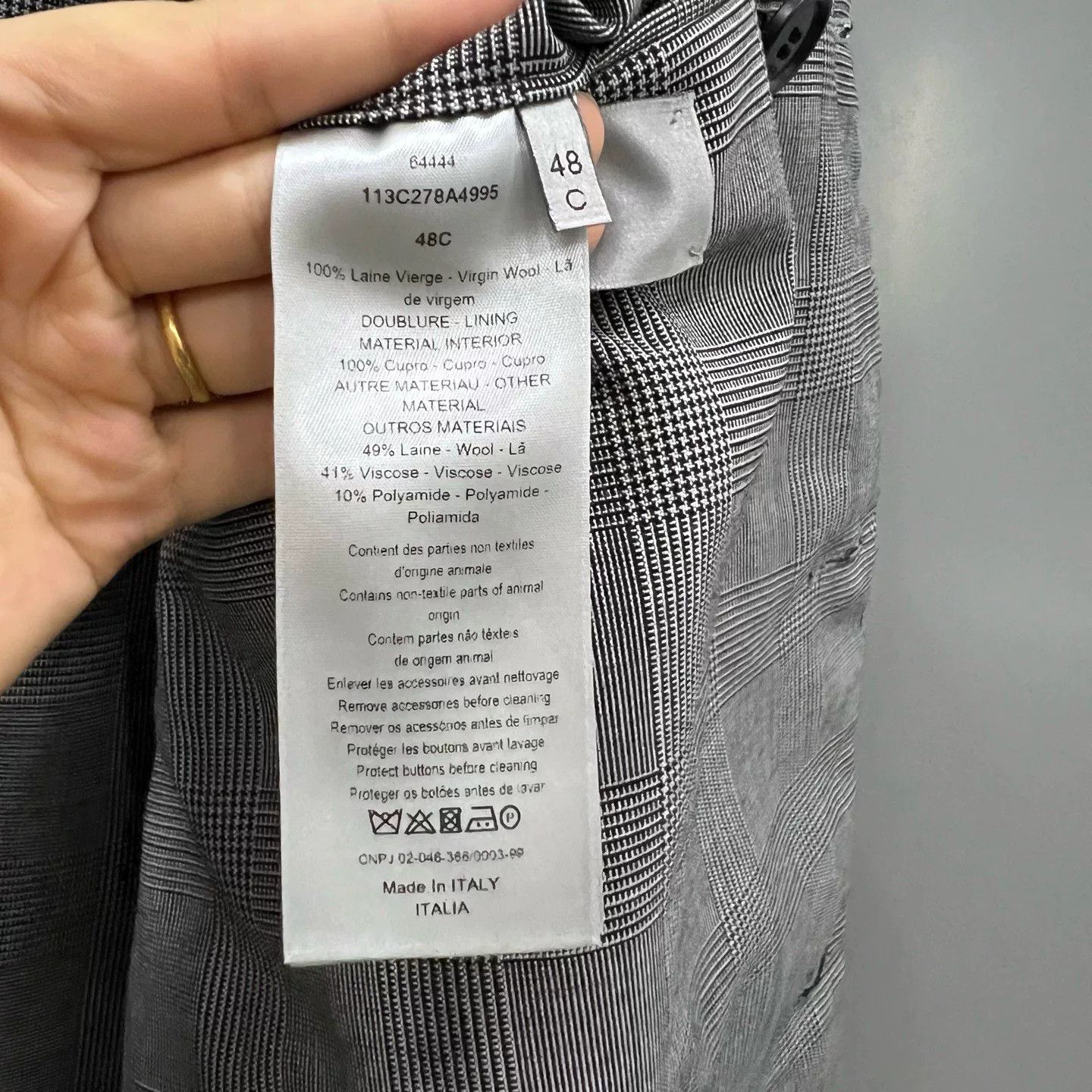 Dior Dior Plaid Gray Suit 40r Men Size 40R - 3 Thumbnail