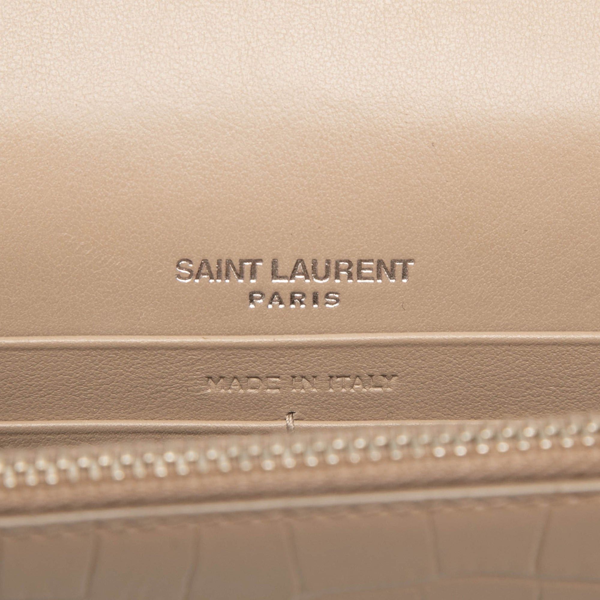 Saint Laurent Paris Small Croc Embossed Leather Monogram Kate Tassel Wallet on Chain Size ONE SIZE - 5 Thumbnail