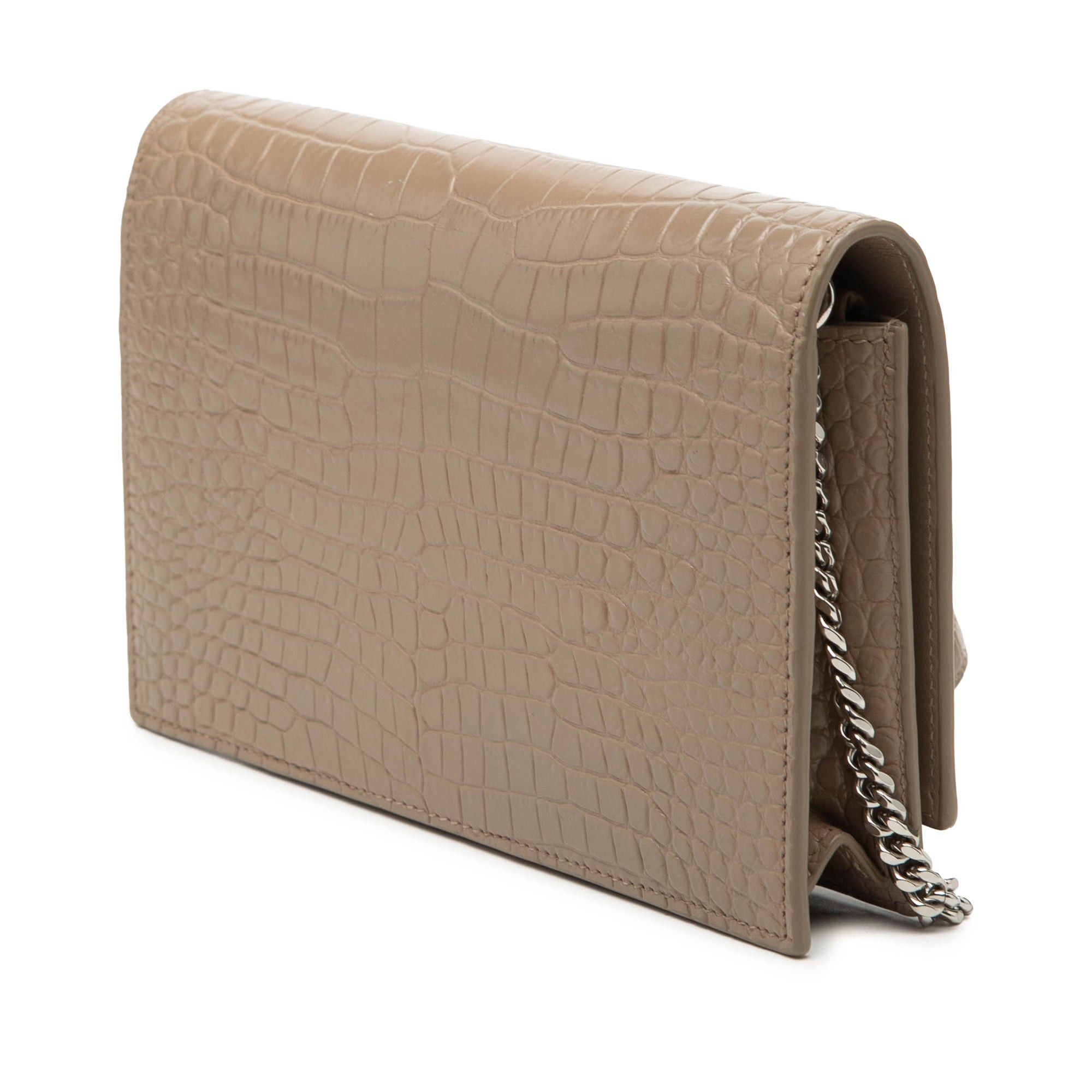 Saint Laurent Paris Small Croc Embossed Leather Monogram Kate Tassel Wallet on Chain Size ONE SIZE - 2 Thumbnail
