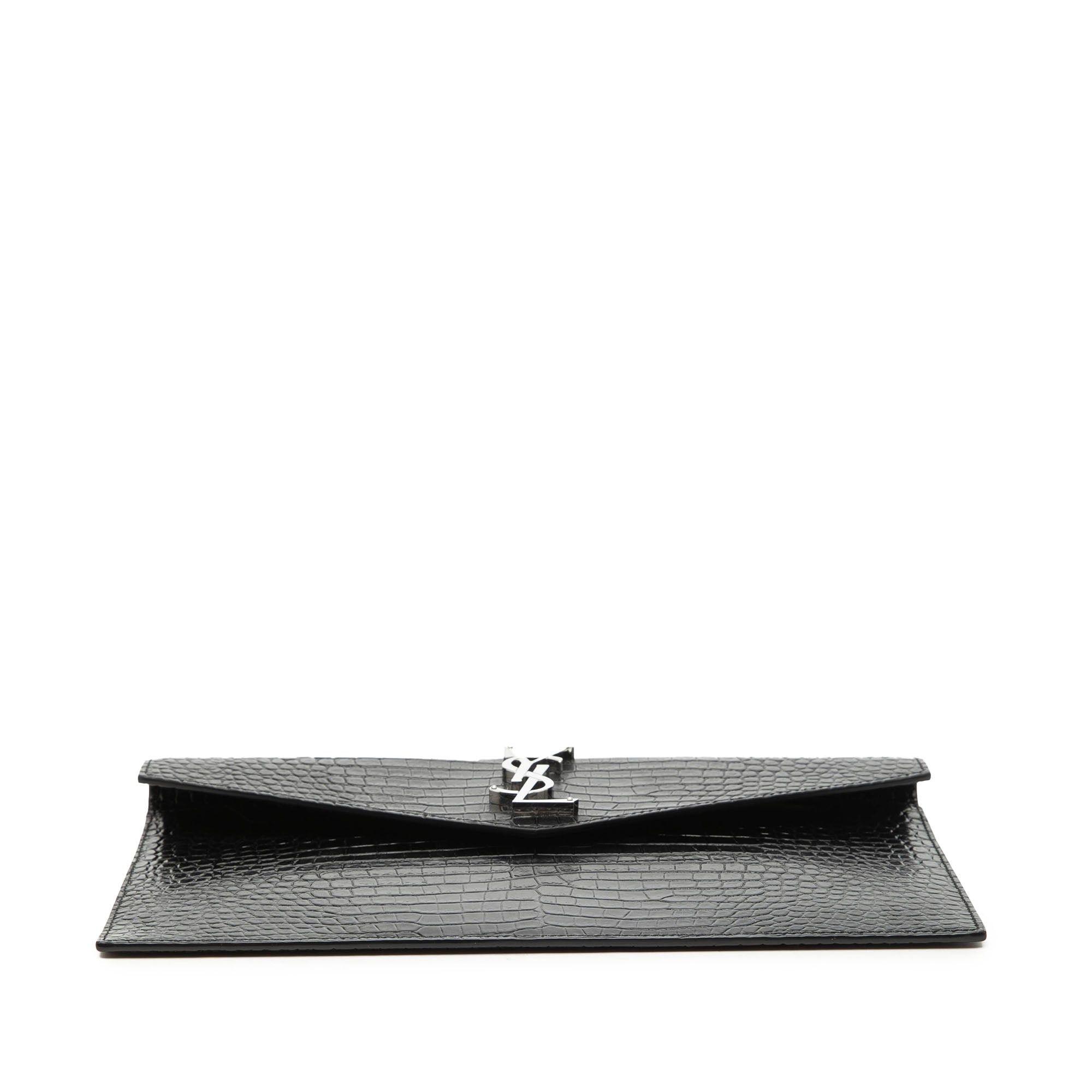 Saint Laurent Paris Croc Embossed Leather Uptown Pouch Size ONE SIZE - 3 Thumbnail
