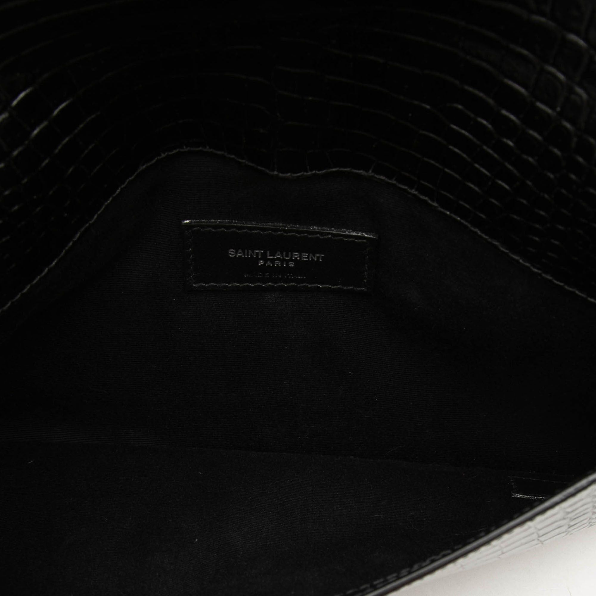 Saint Laurent Paris Croc Embossed Leather Uptown Pouch Size ONE SIZE - 4 Thumbnail