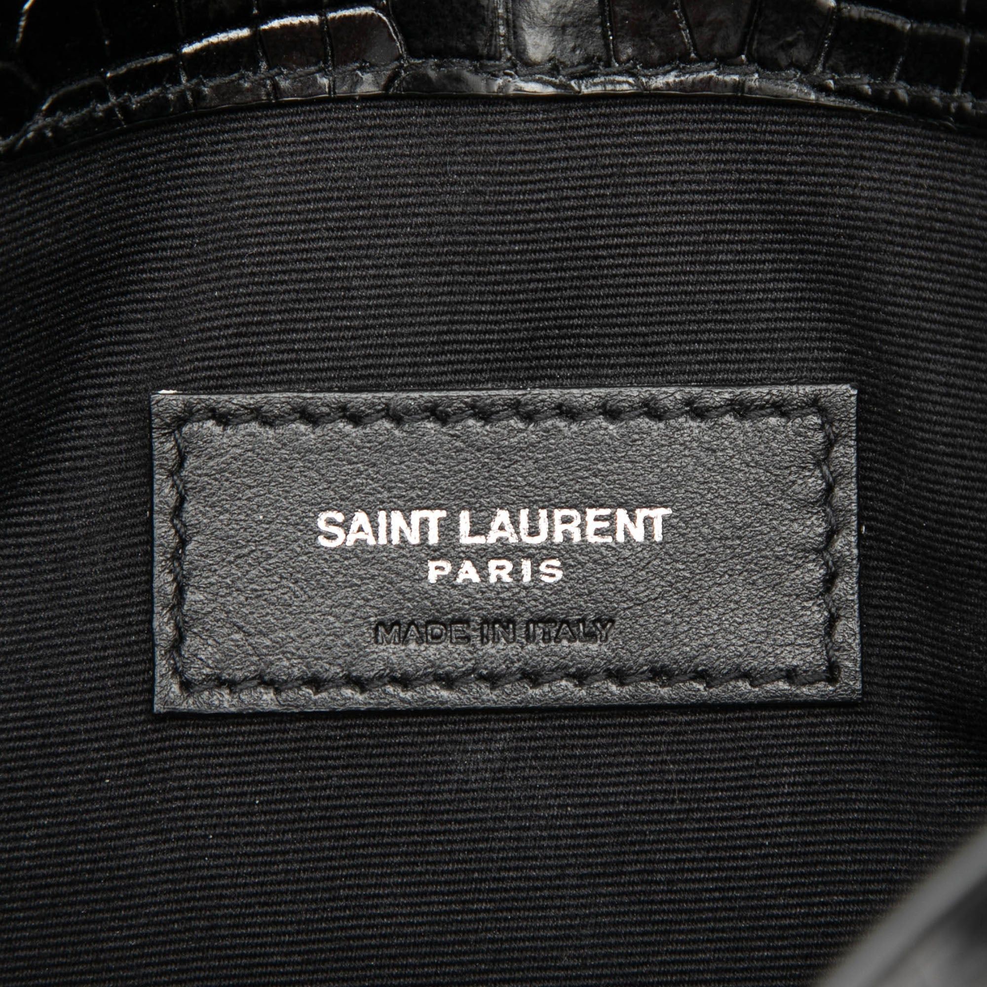 Saint Laurent Paris Croc Embossed Leather Uptown Pouch Size ONE SIZE - 5 Thumbnail