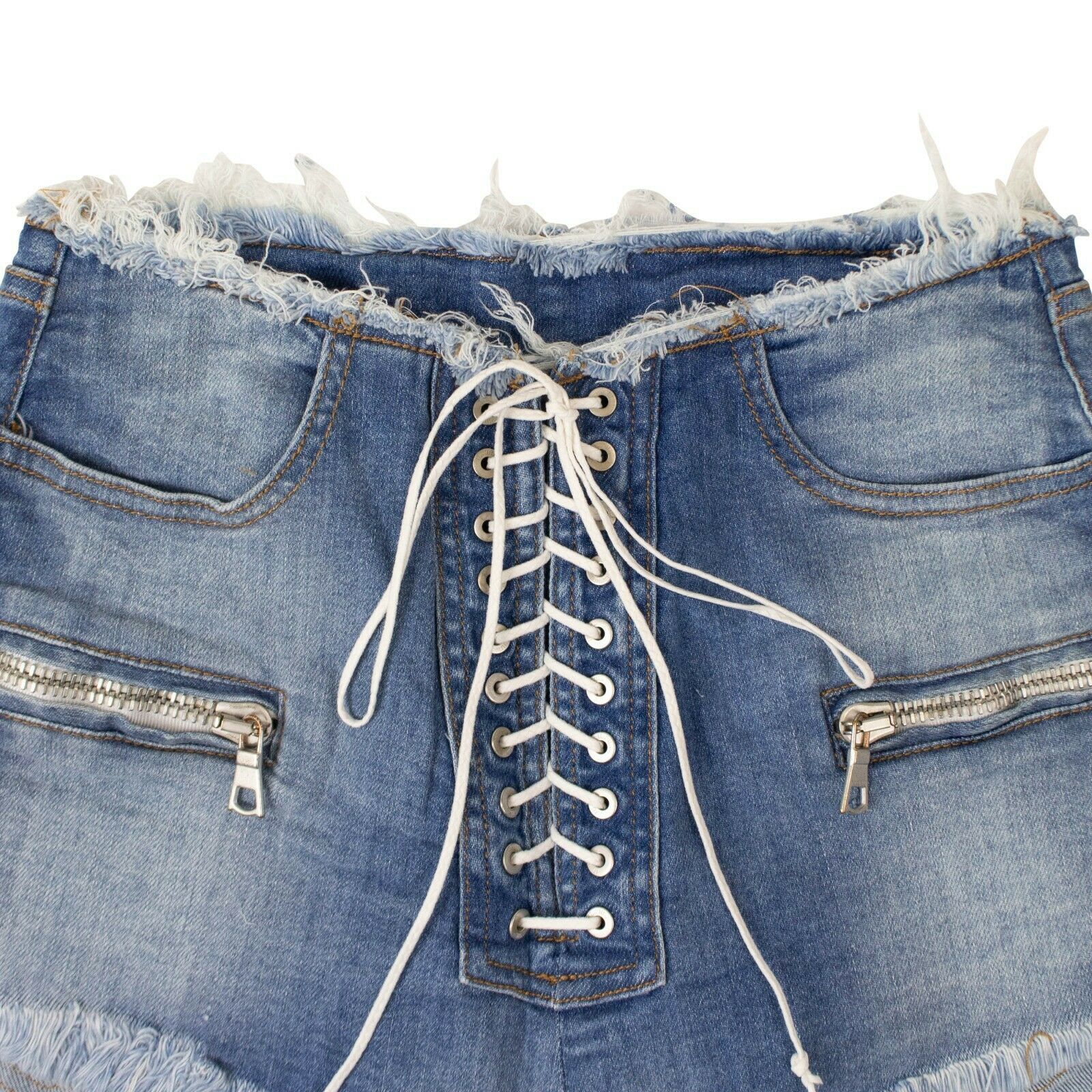 Unravel Project Denim Lace-Up Shorts Size 24 Size 24" / US 00 / IT 34 - 2 Thumbnail