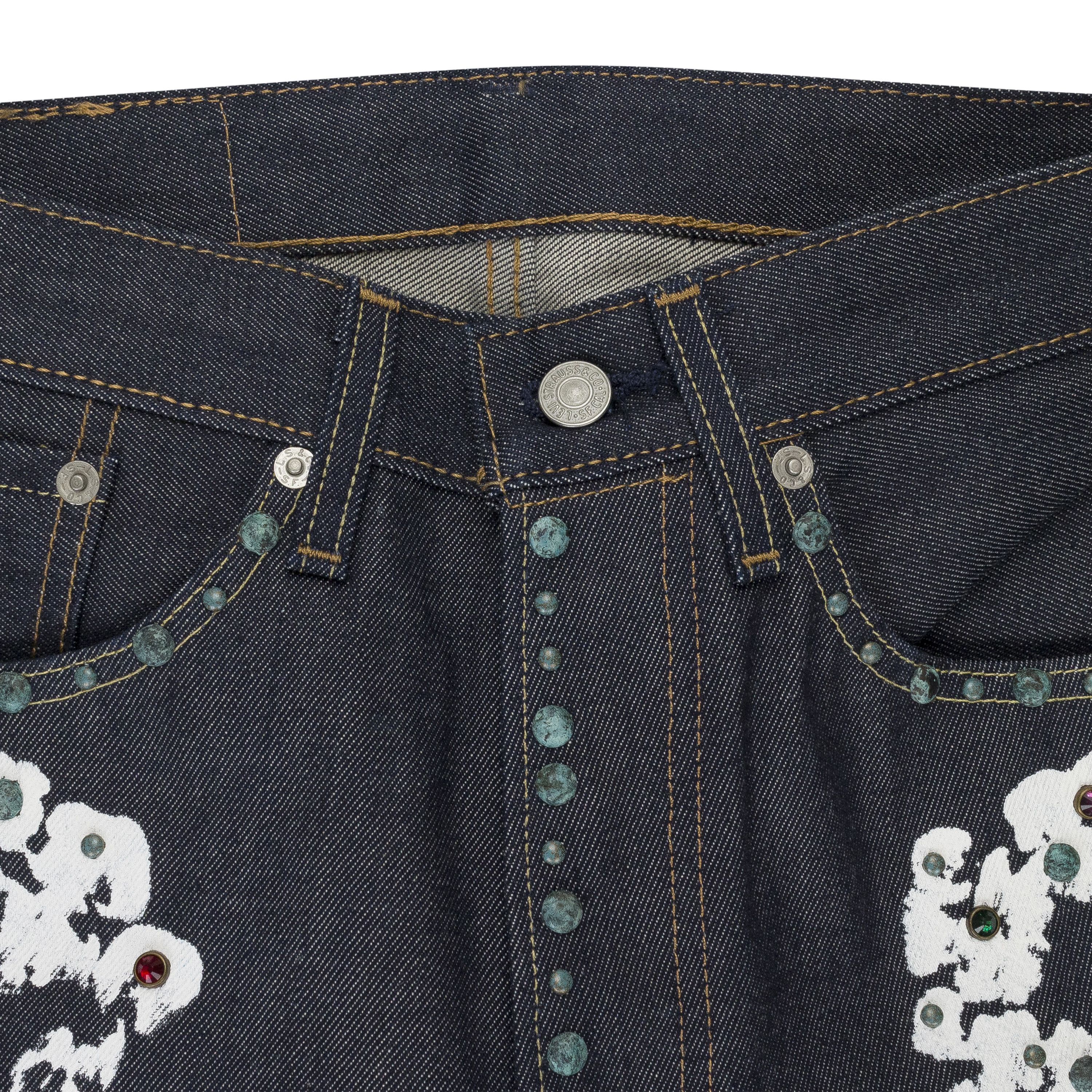 DENIM TEARS Indigo Rhinestone Cotton Wreath Jeans Size 29 Size US 29 - 3 Thumbnail