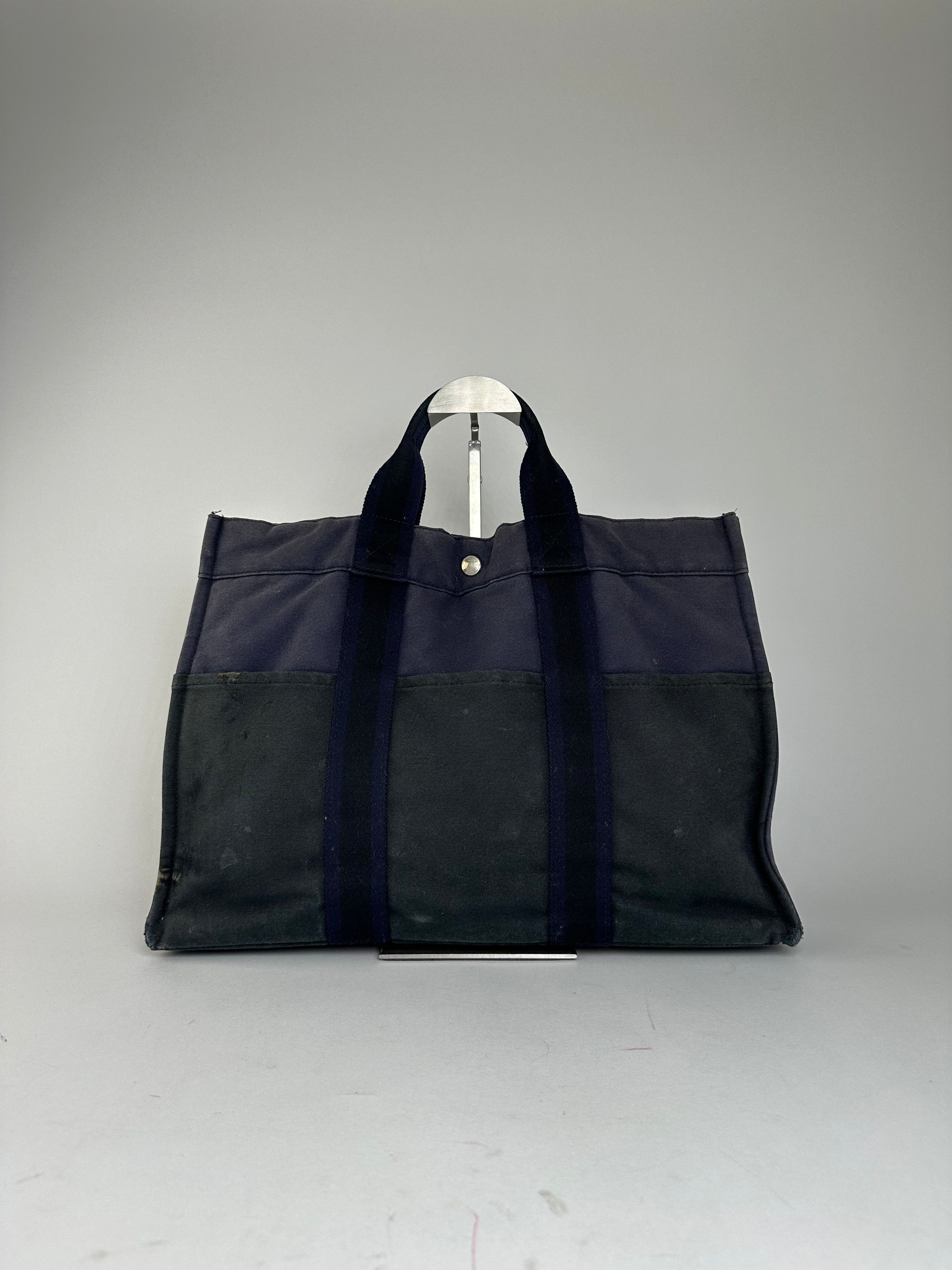 Other Vintage Hermès Fourre Tout MM Canvas Tote Bag Black Navy Size ONE SIZE - 11 Thumbnail
