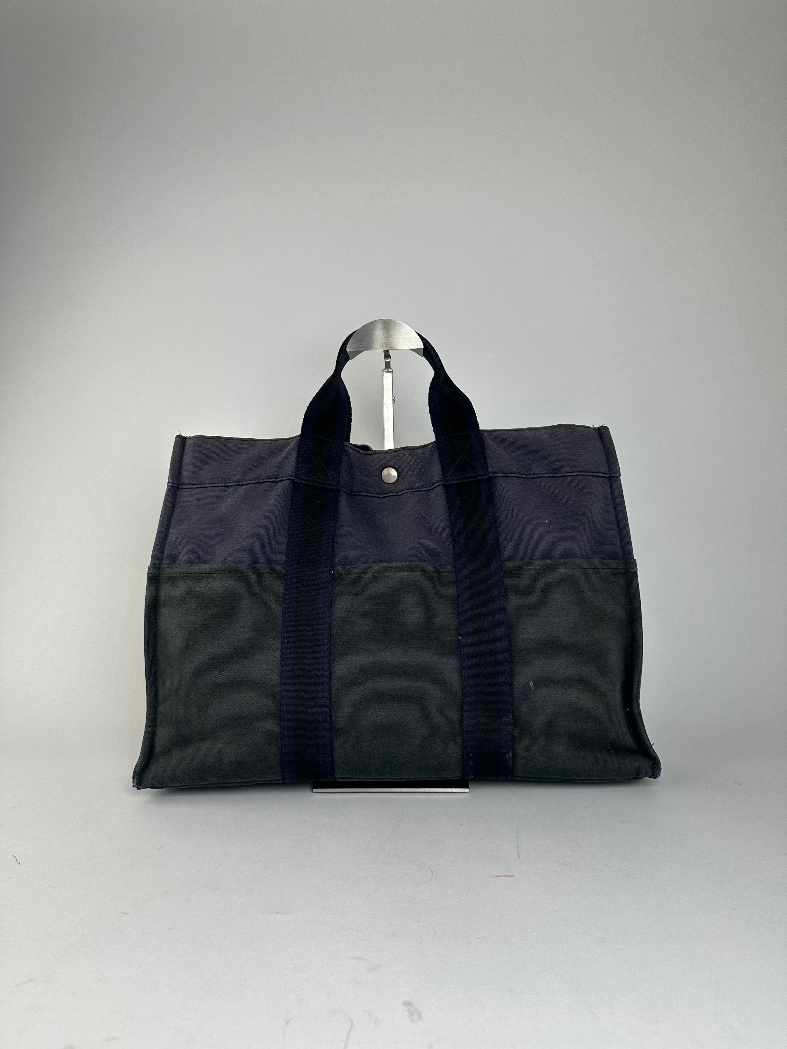 Other Vintage Hermès Fourre Tout MM Canvas Tote Bag Black Navy Size ONE SIZE - 2 Thumbnail