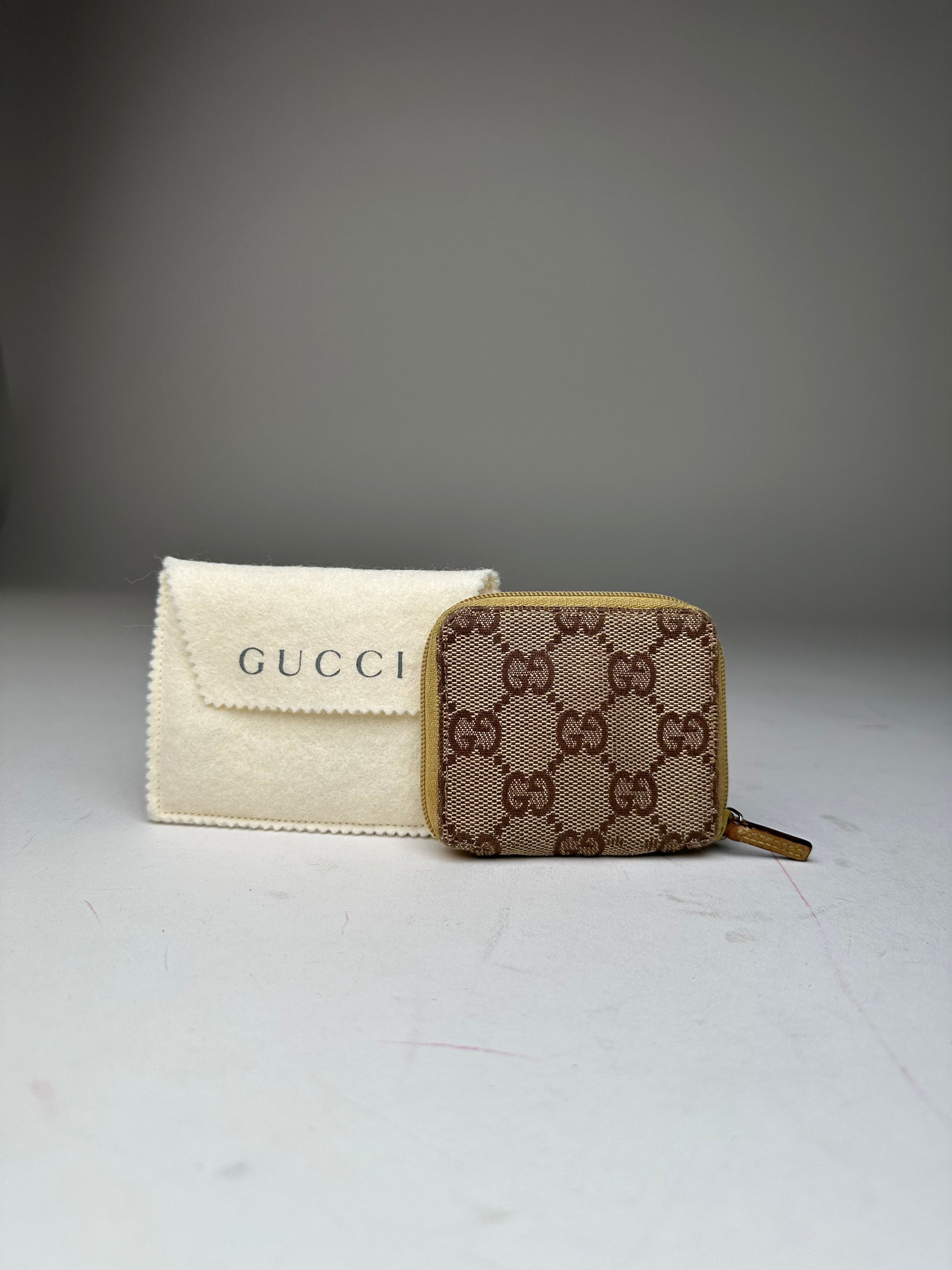 Gucci Vintage GG Monogram Canvas Leather Zip Purse Beige Brown Size ONE SIZE - 5 Thumbnail