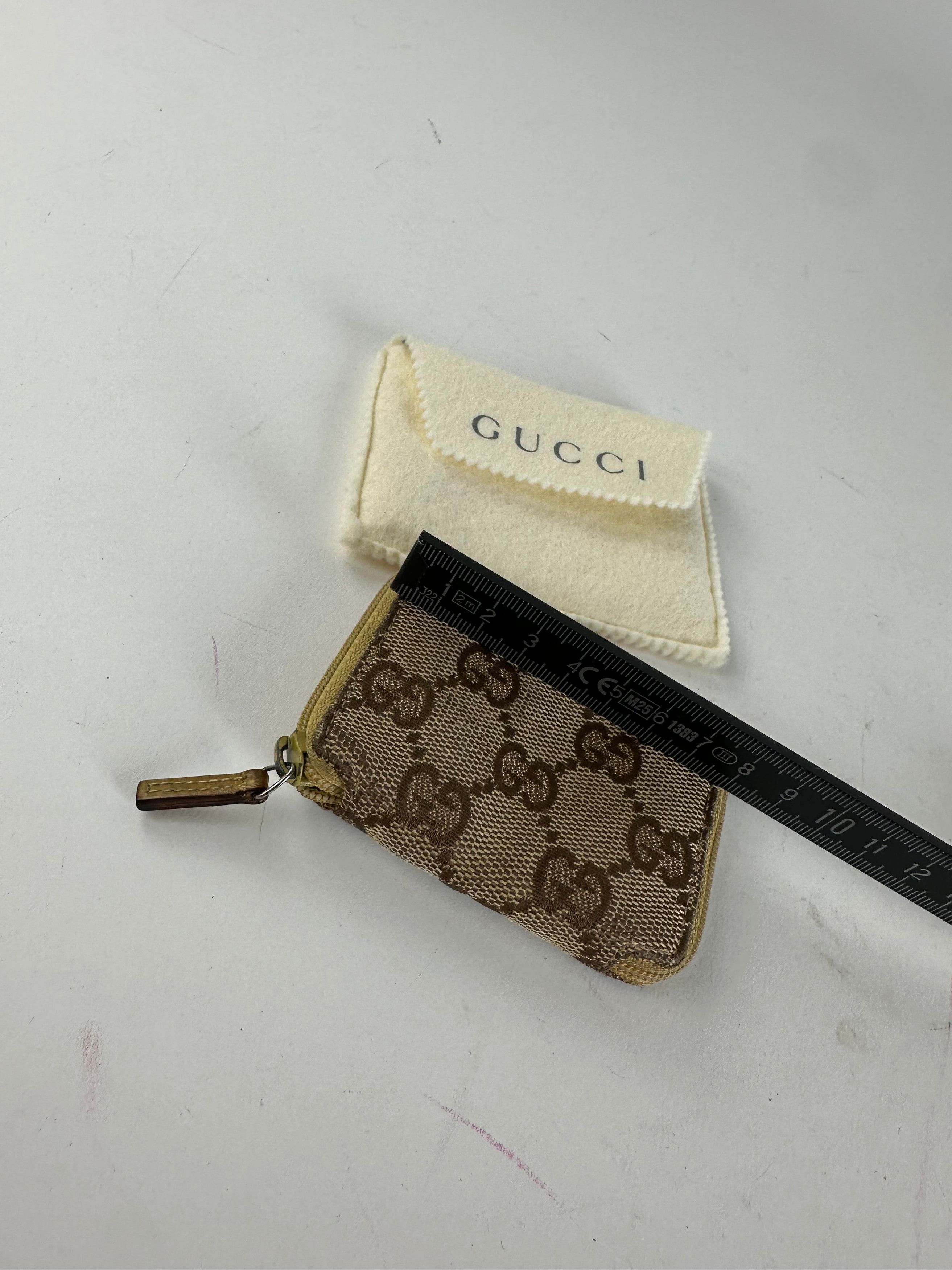 Gucci Vintage GG Monogram Canvas Leather Zip Purse Beige Brown Size ONE SIZE - 6 Thumbnail