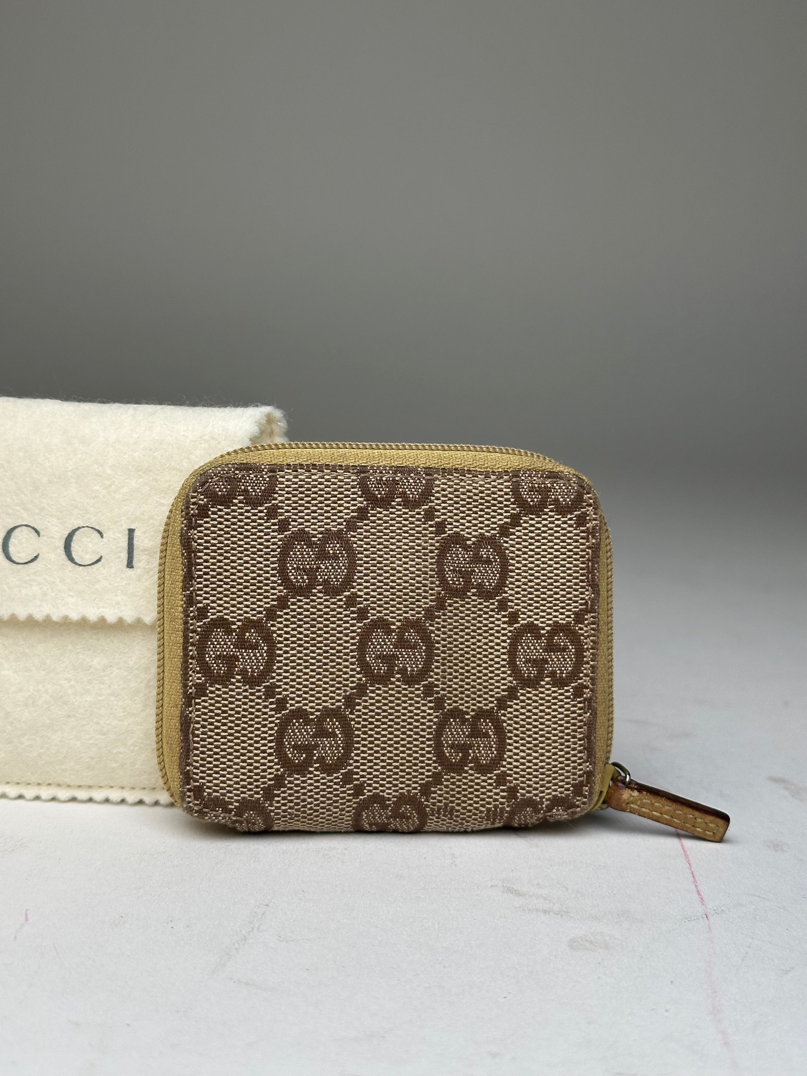Gucci Vintage GG Monogram Canvas Leather Zip Purse Beige Brown Size ONE SIZE - 8 Thumbnail