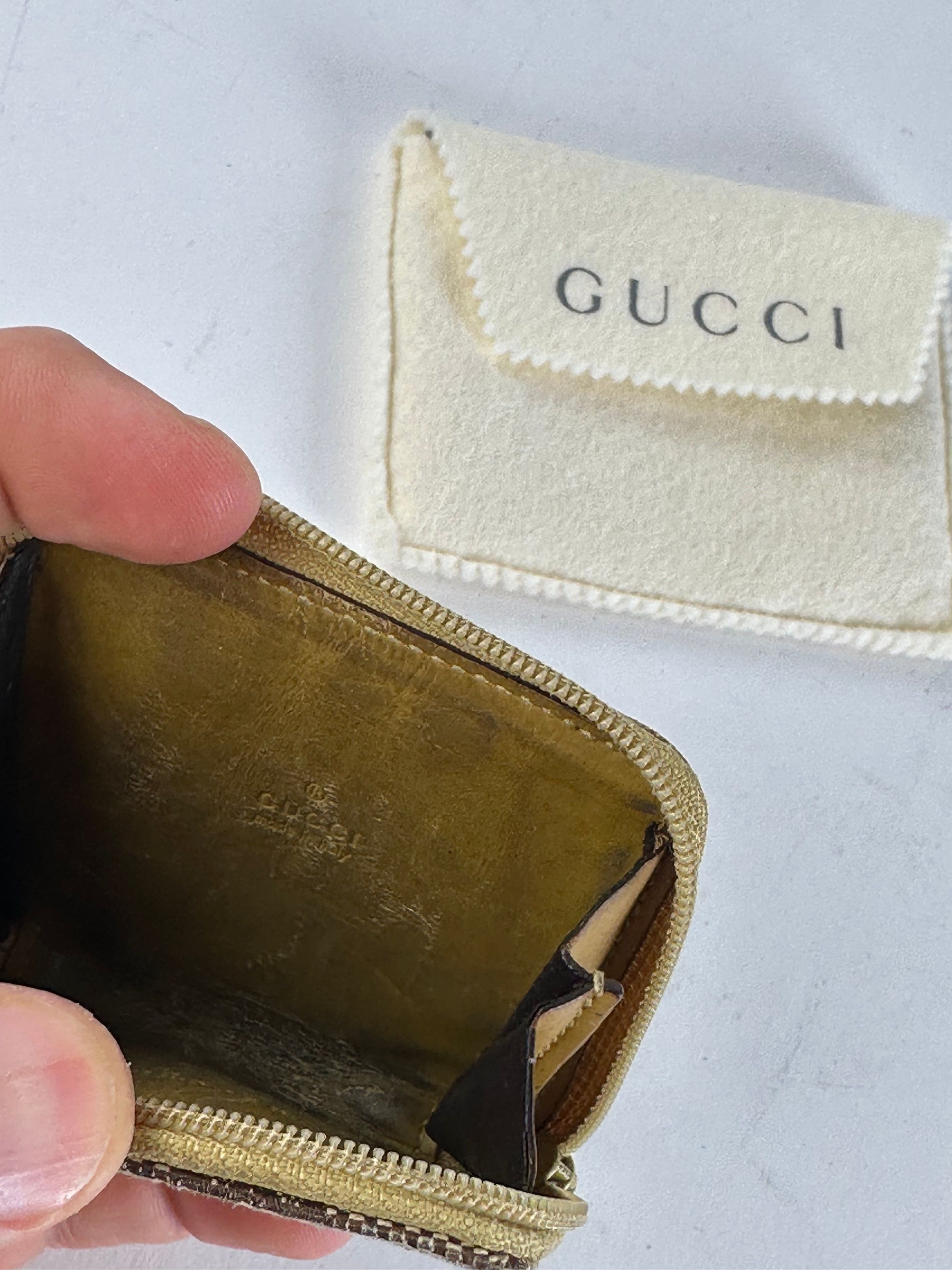 Gucci Vintage GG Monogram Canvas Leather Zip Purse Beige Brown Size ONE SIZE - 3 Thumbnail