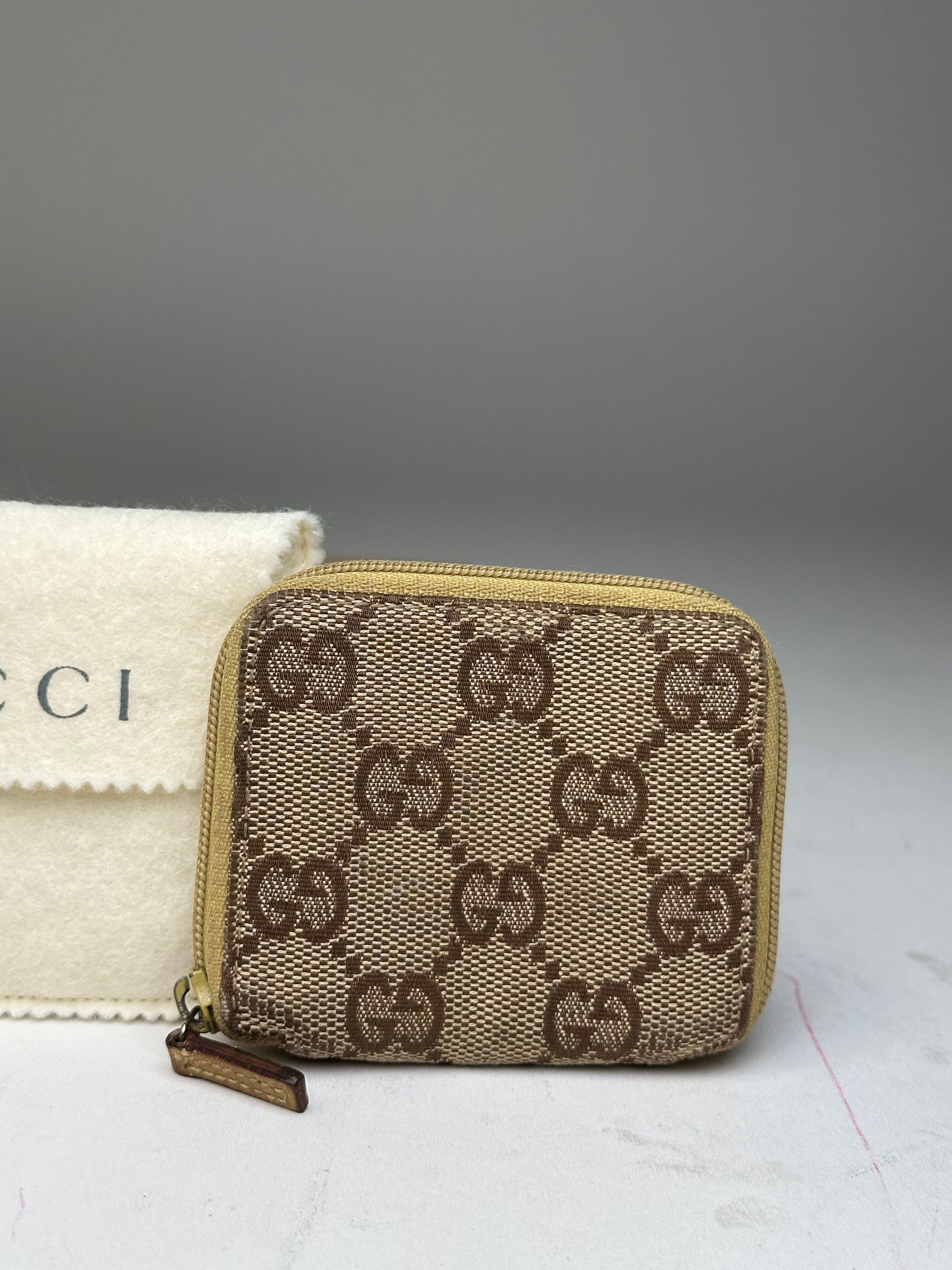 Gucci Vintage GG Monogram Canvas Leather Zip Purse Beige Brown Size ONE SIZE - 9 Thumbnail