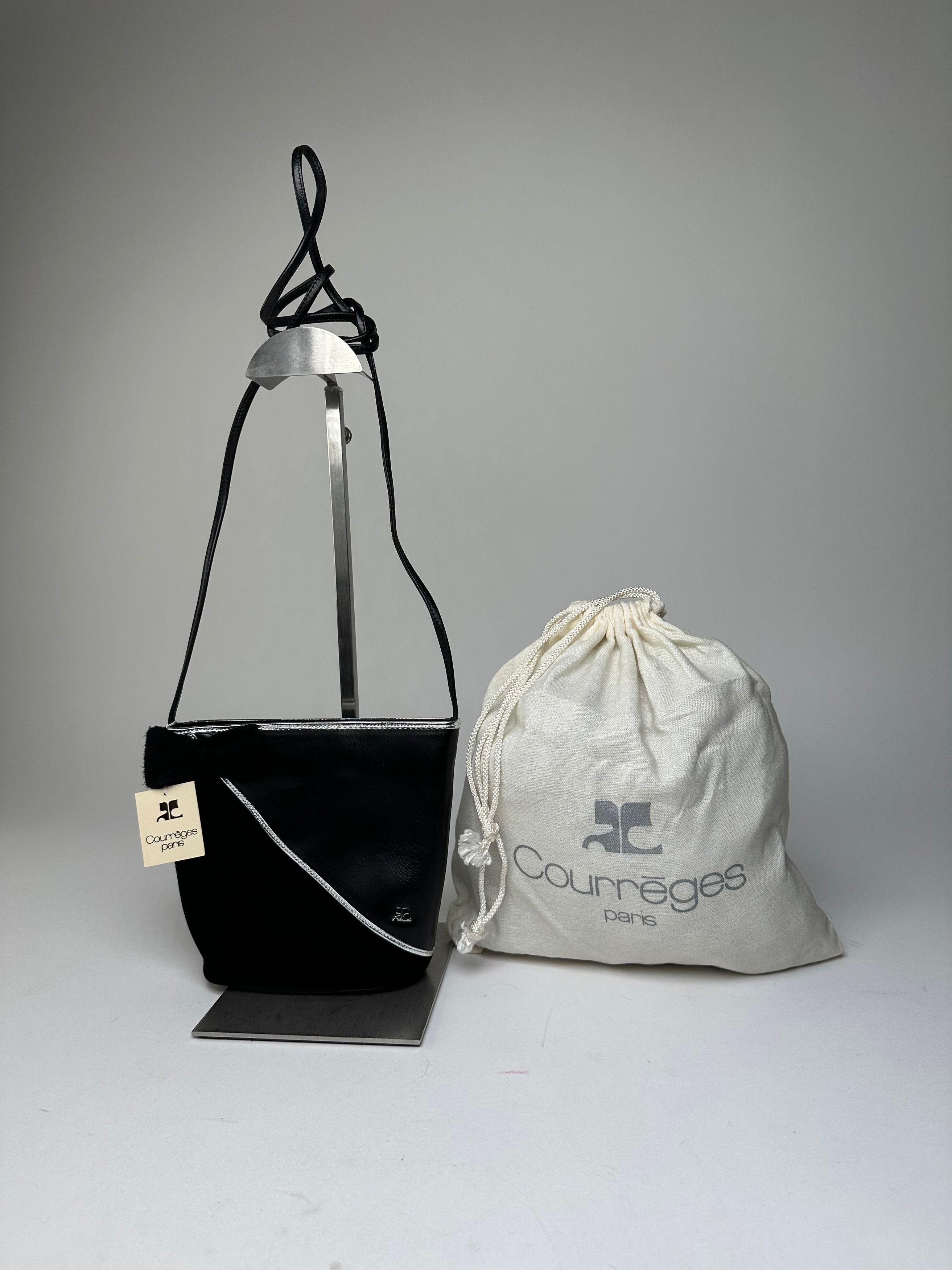 Courreges Vintage Courrèges Leather Velvet Crossbody Bag Black Silver Size ONE SIZE - 14 Thumbnail