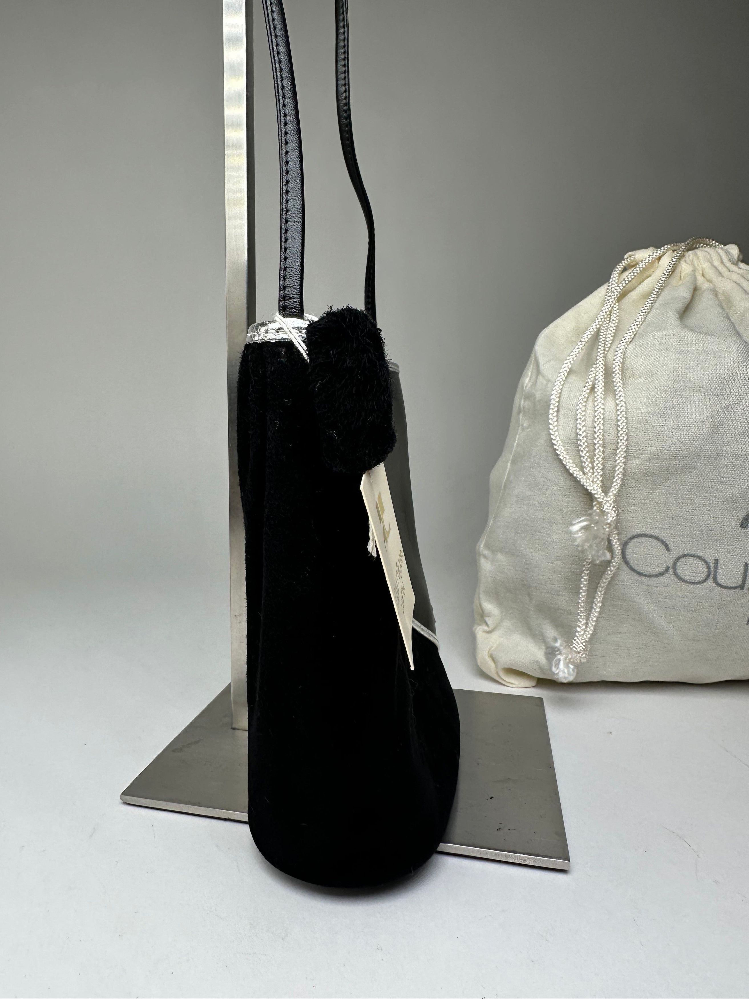 Courreges Vintage Courrèges Leather Velvet Crossbody Bag Black Silver Size ONE SIZE - 6 Thumbnail