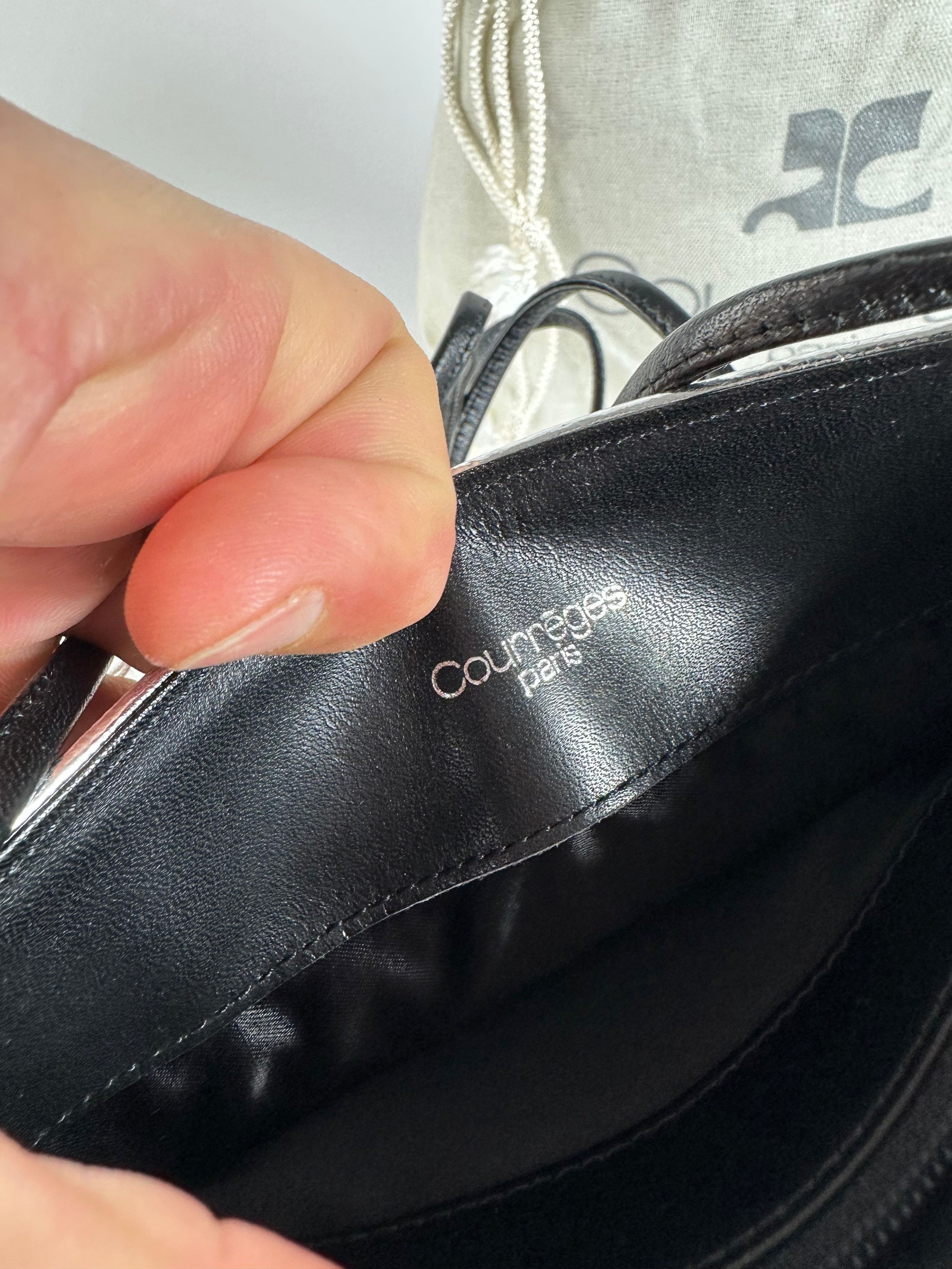 Courreges Vintage Courrèges Leather Velvet Crossbody Bag Black Silver Size ONE SIZE - 12 Thumbnail