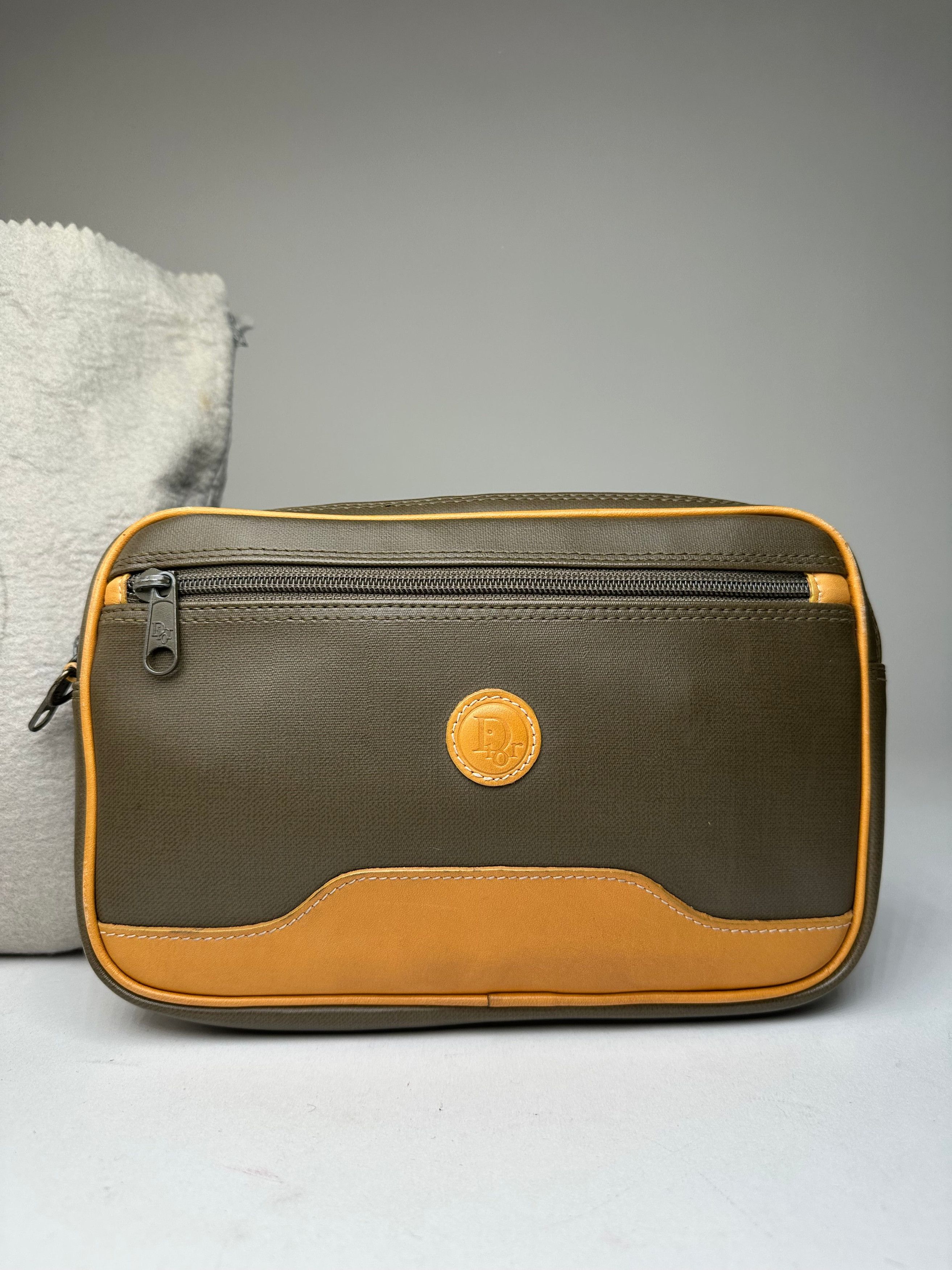 Dior Vintage Canvas Leather Pouch Clutch Khaki Tan Size ONE SIZE - 12 Thumbnail