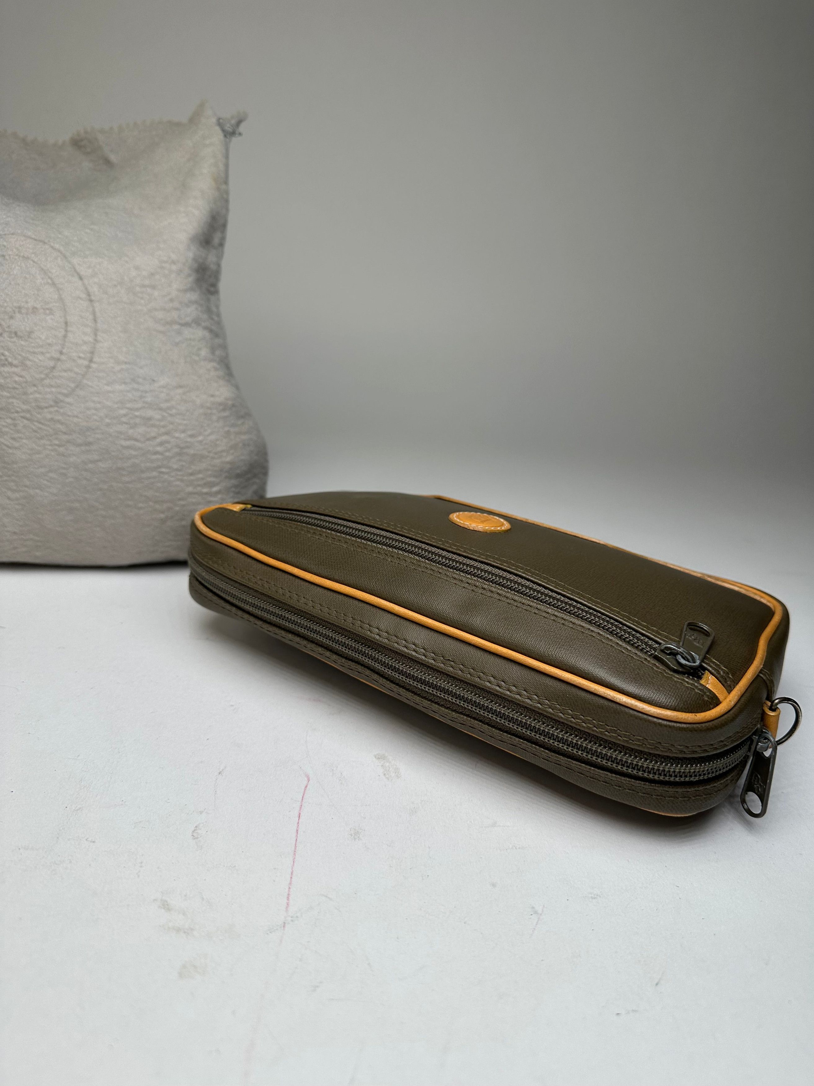 Dior Vintage Canvas Leather Pouch Clutch Khaki Tan Size ONE SIZE - 8 Thumbnail
