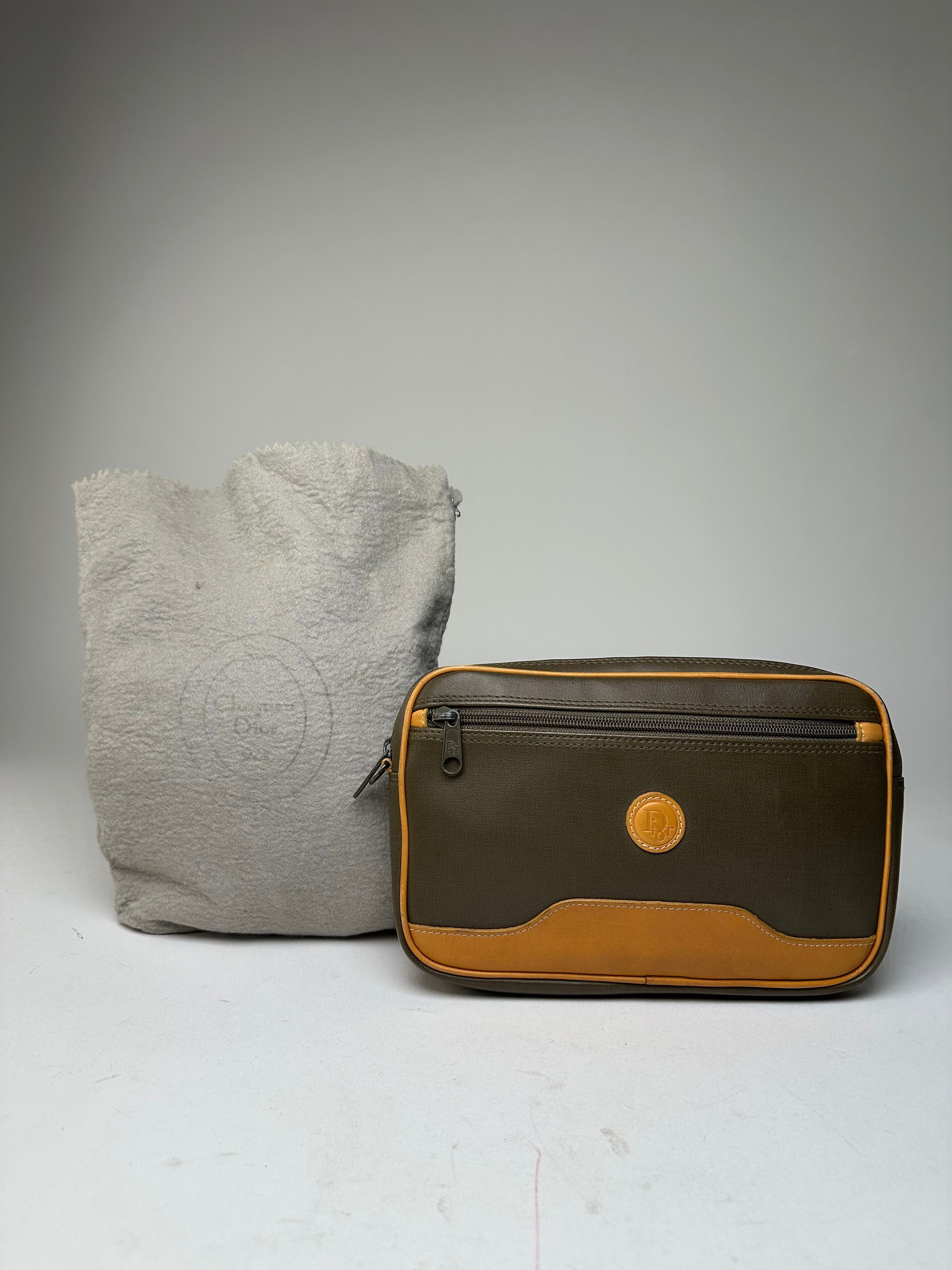 Dior Vintage Canvas Leather Pouch Clutch Khaki Tan Size ONE SIZE - 6 Thumbnail