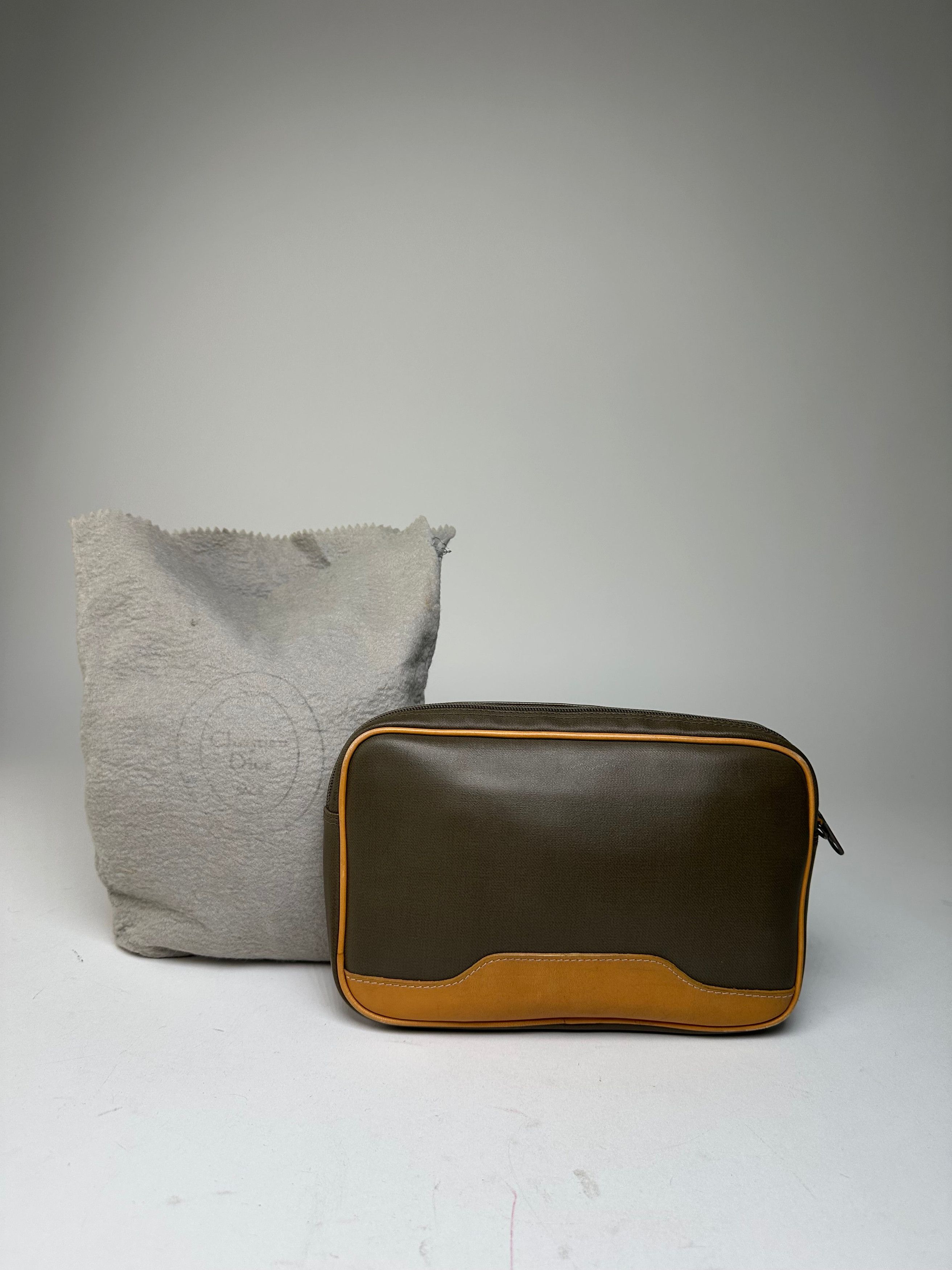 Dior Vintage Canvas Leather Pouch Clutch Khaki Tan Size ONE SIZE - 2 Thumbnail