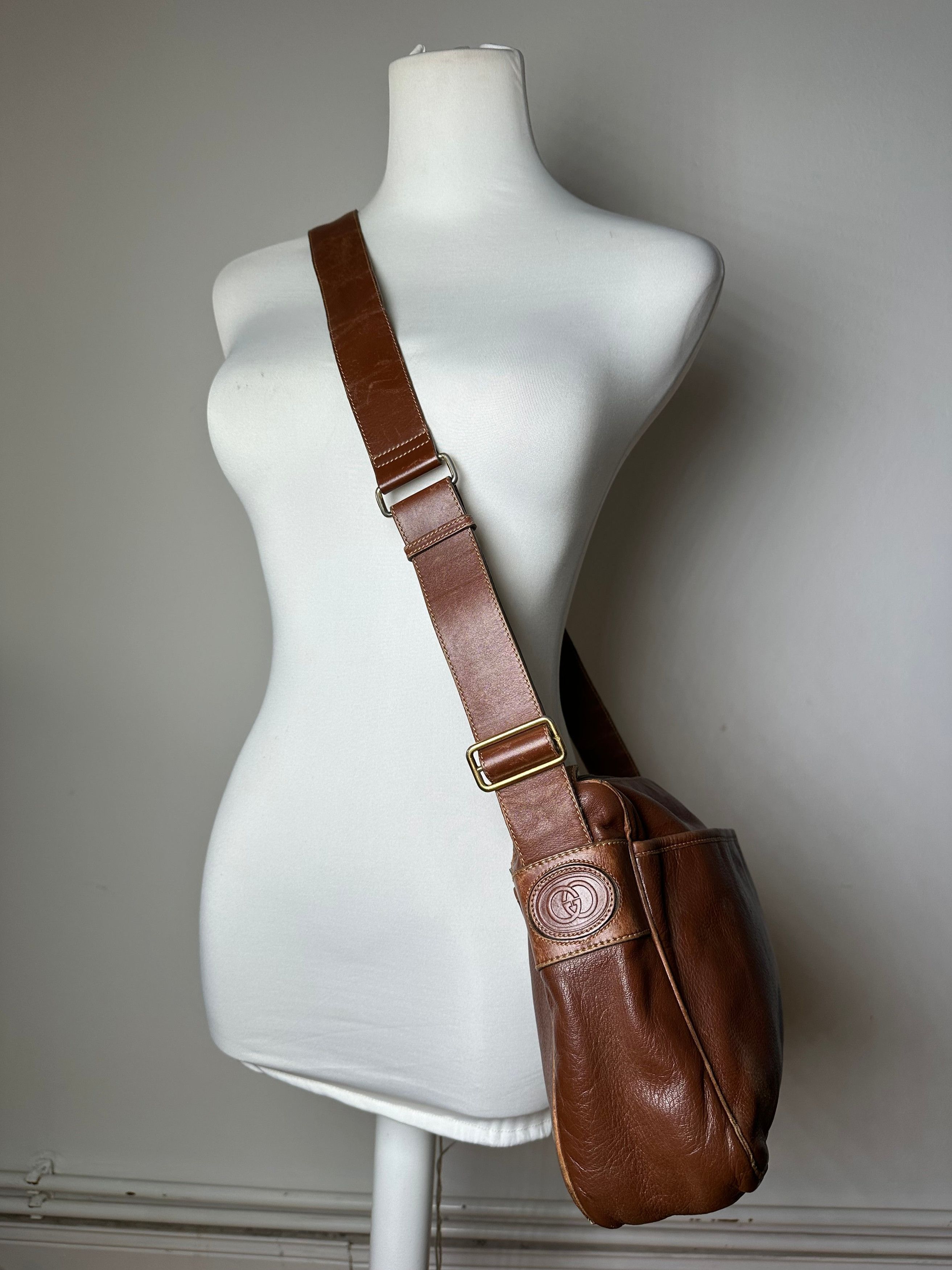 Gucci Vintage Leather Shoulder Bag Cognac Brown Size ONE SIZE - 4 Thumbnail