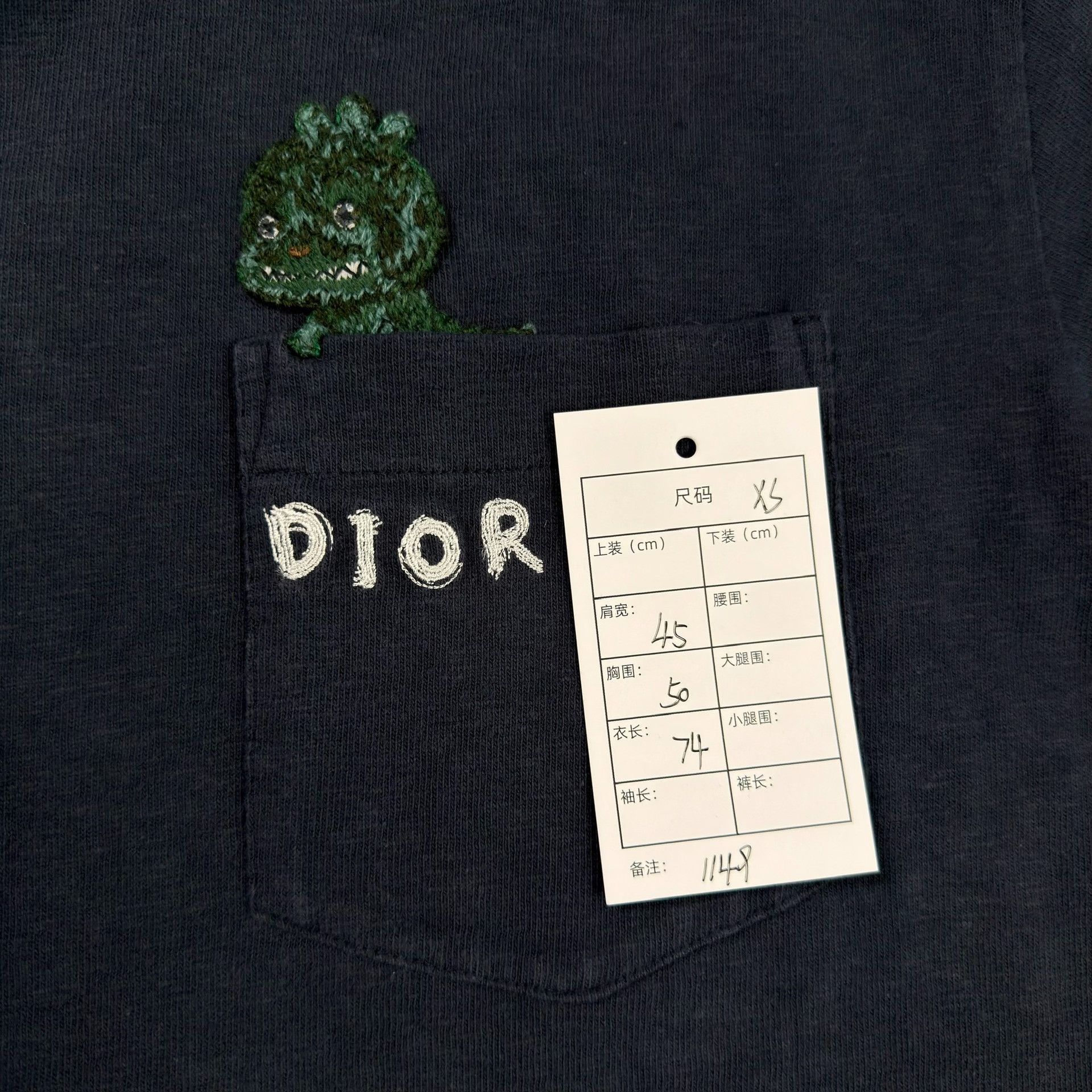 Dior Dior Dinosaur Embroidery Pocket T-Shirt XS Size US XS / EU 42 / 0 - 6 Thumbnail