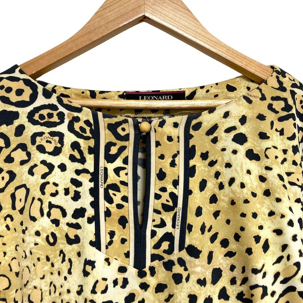 Other Leonard LEONARD Leopard Print Stretch Top Textile Tops DUTY FREE for USA Size ONE SIZE - 3 Thumbnail