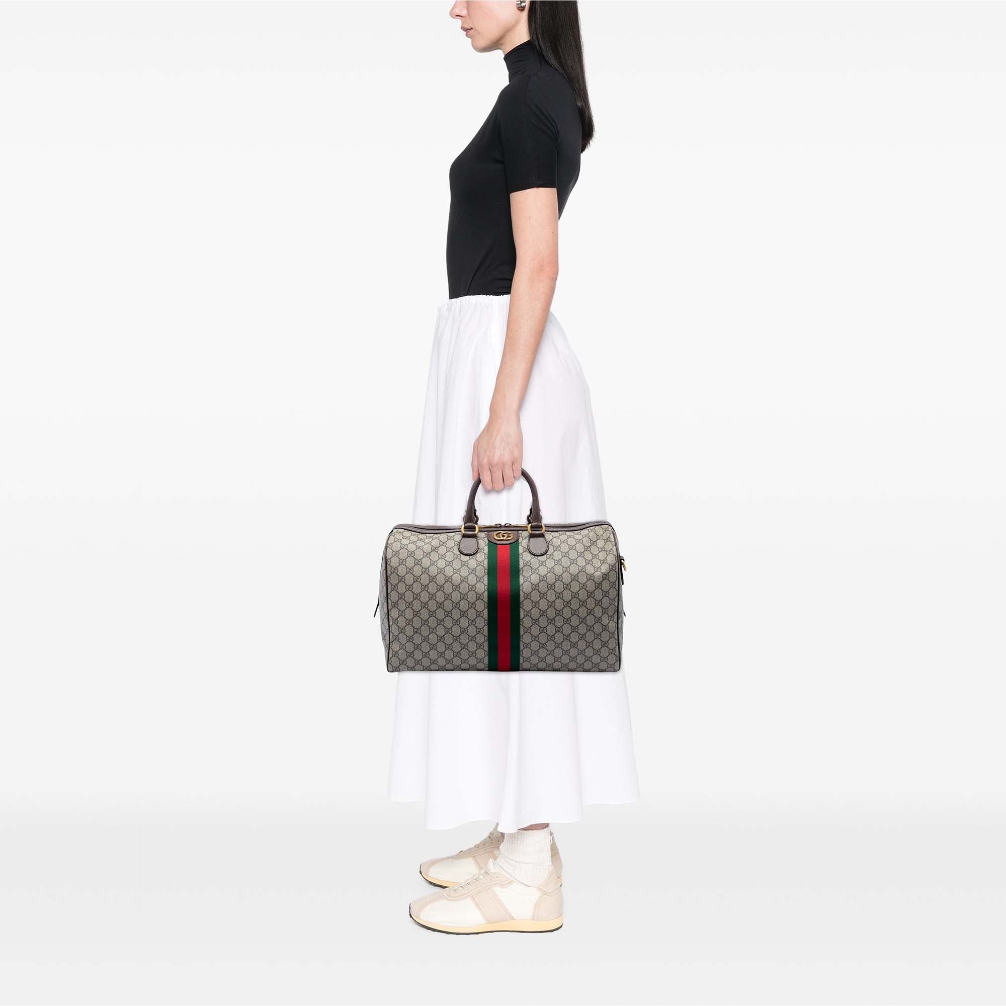 Gucci Medium GG Supreme Web Ophidia Carry On Duffle Bag Size ONE SIZE - 7 Thumbnail