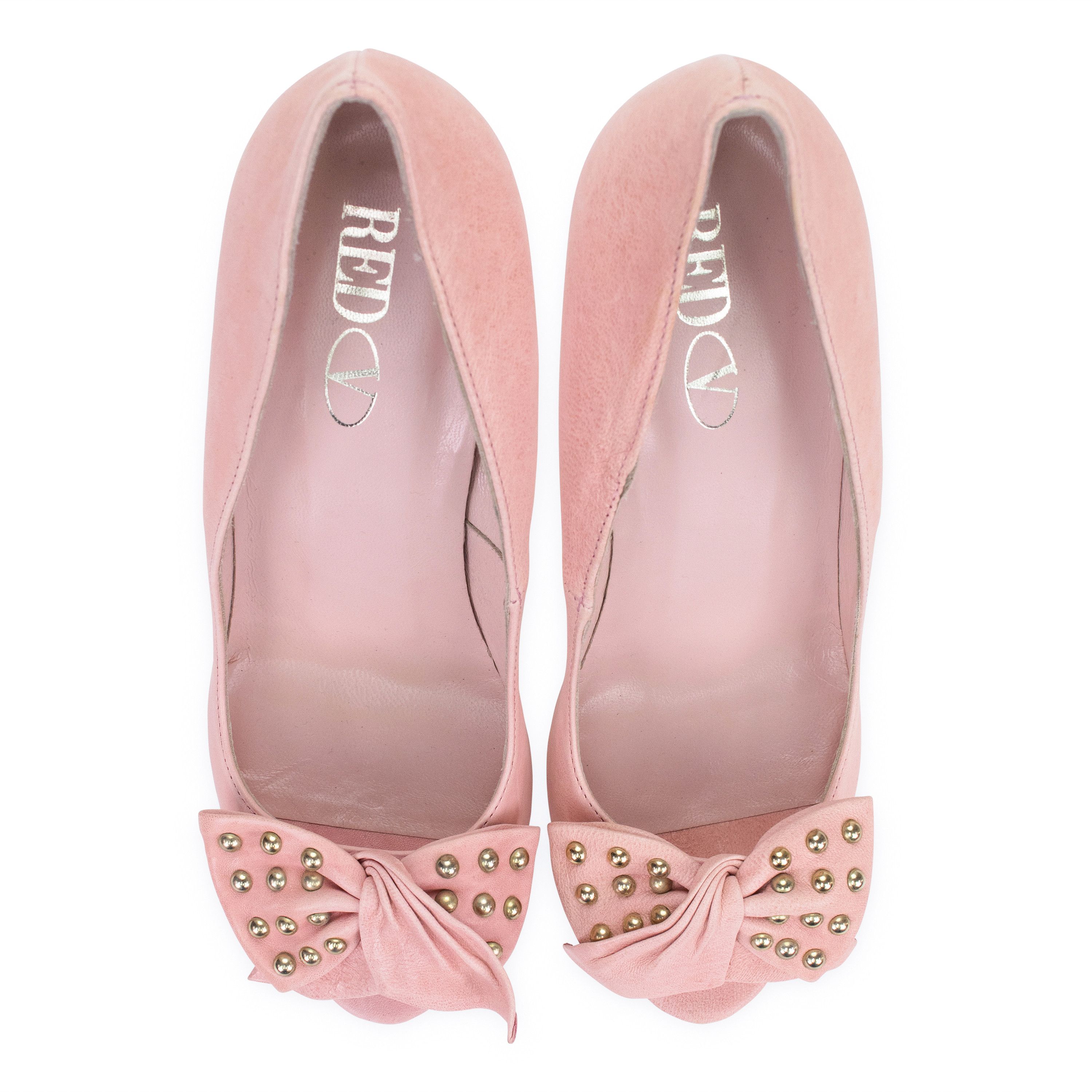 RED Valentino RED Valentino Pink Peep Toe Studded Bow Heels SIZE 38 Size US 8 / IT 38 - 4 Thumbnail
