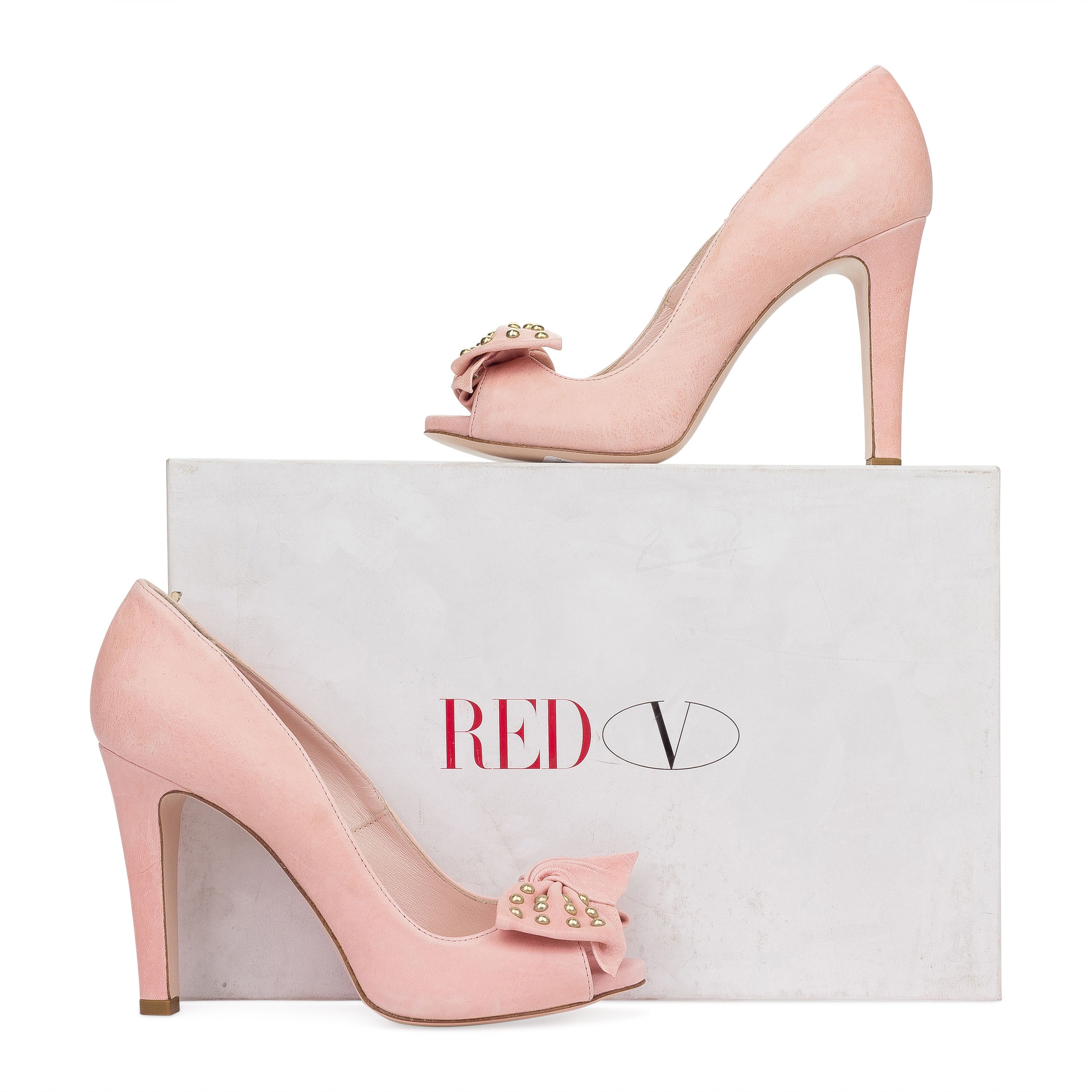RED Valentino RED Valentino Pink Peep Toe Studded Bow Heels SIZE 38 Size US 8 / IT 38 - 7 Thumbnail