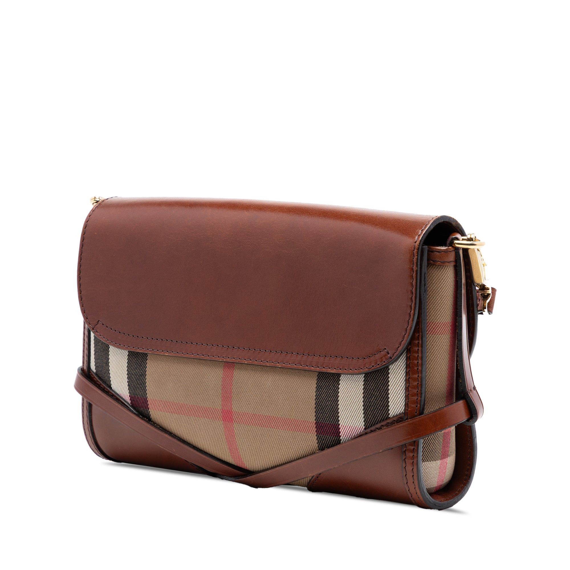 Burberry Leather and House Check Canvas Bridle Abbott Crossbody Size ONE SIZE - 2 Thumbnail