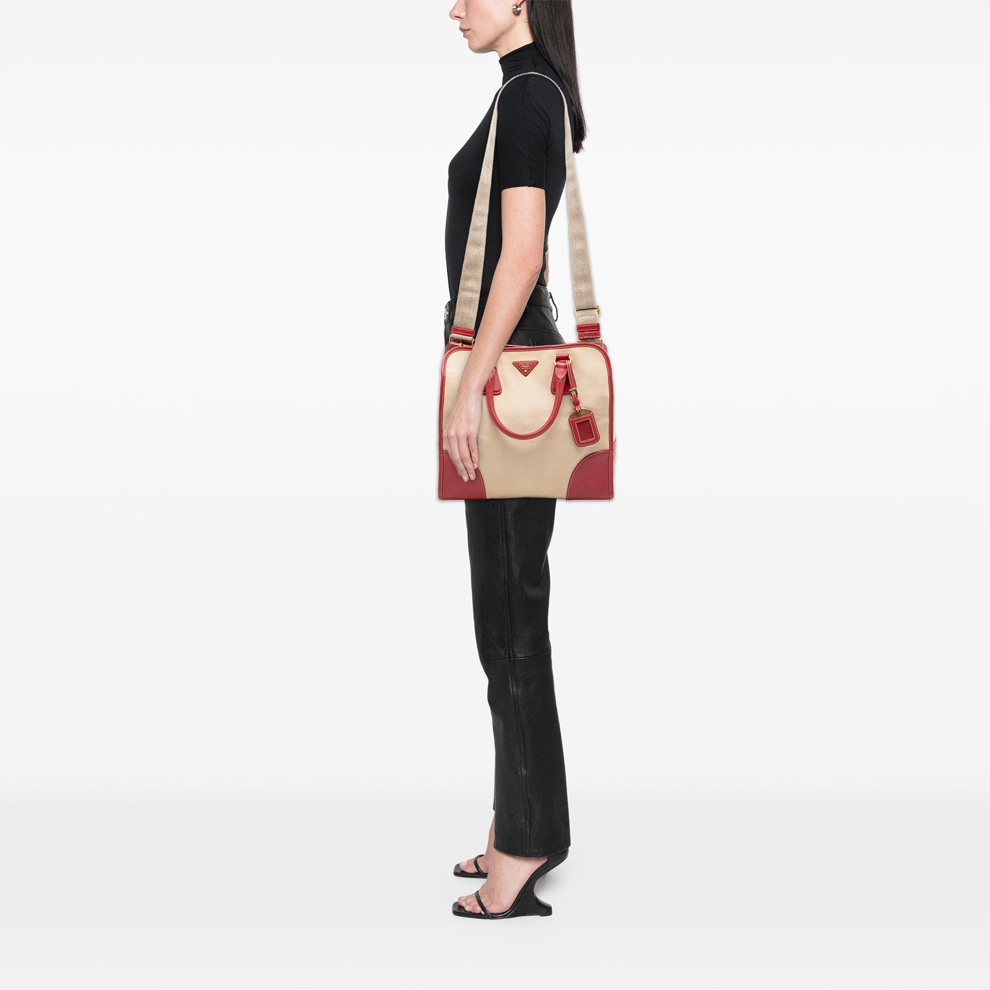 Prada Saffiano Trimmed Canvas Canapa Satchel Size ONE SIZE - 6 Thumbnail