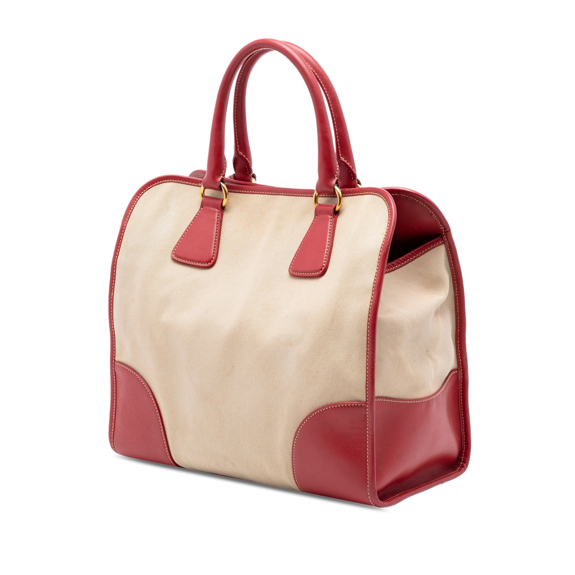 Prada Saffiano Trimmed Canvas Canapa Satchel Size ONE SIZE - 2 Thumbnail