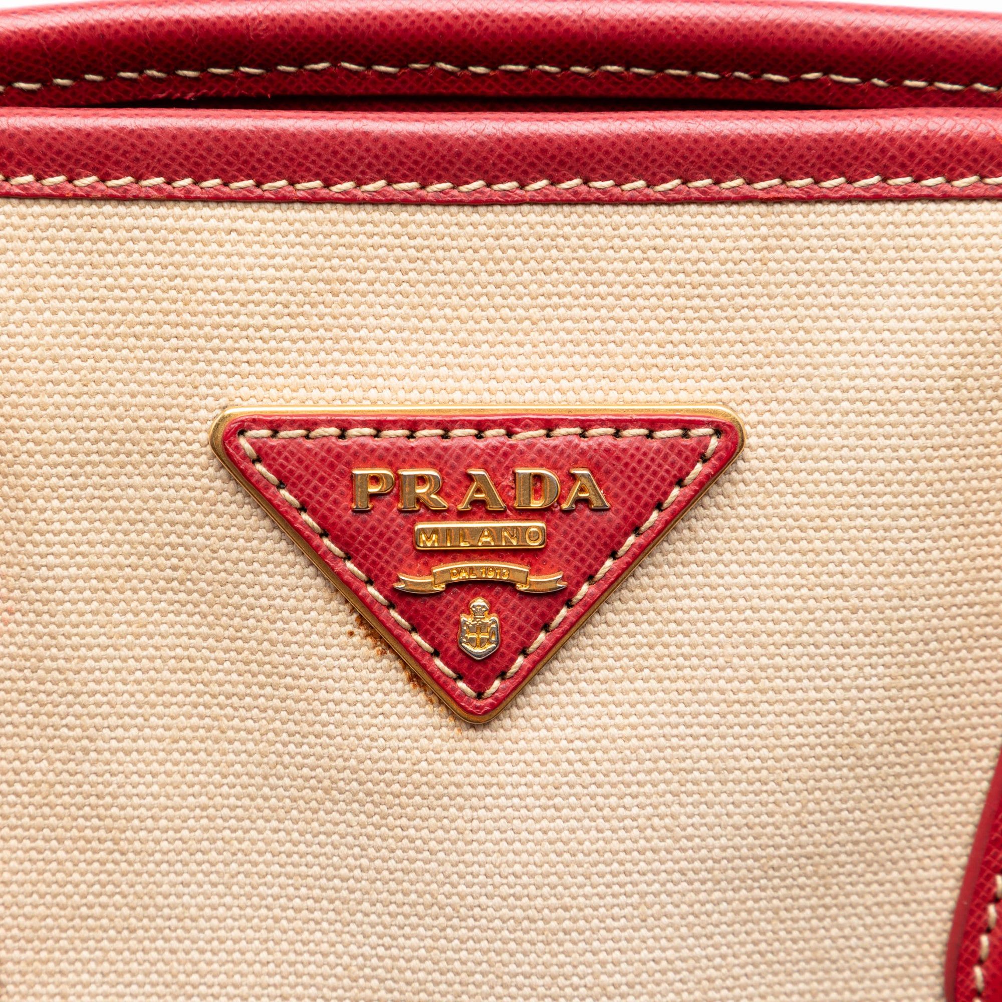 Prada Saffiano Trimmed Canvas Canapa Satchel Size ONE SIZE - 5 Thumbnail