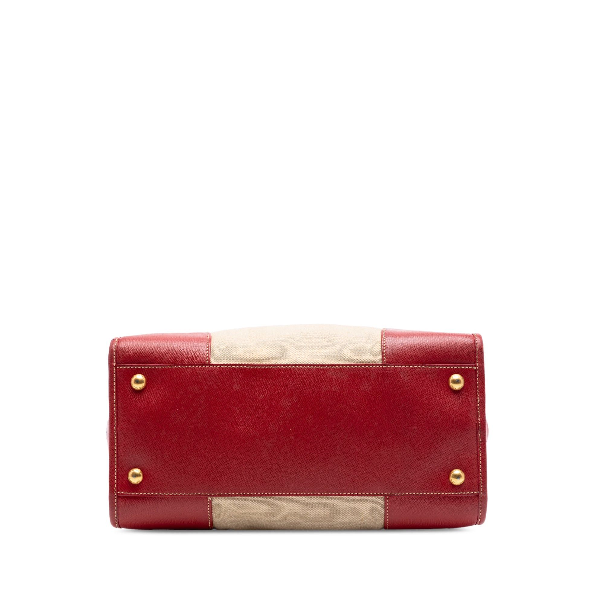 Prada Saffiano Trimmed Canvas Canapa Satchel Size ONE SIZE - 3 Thumbnail
