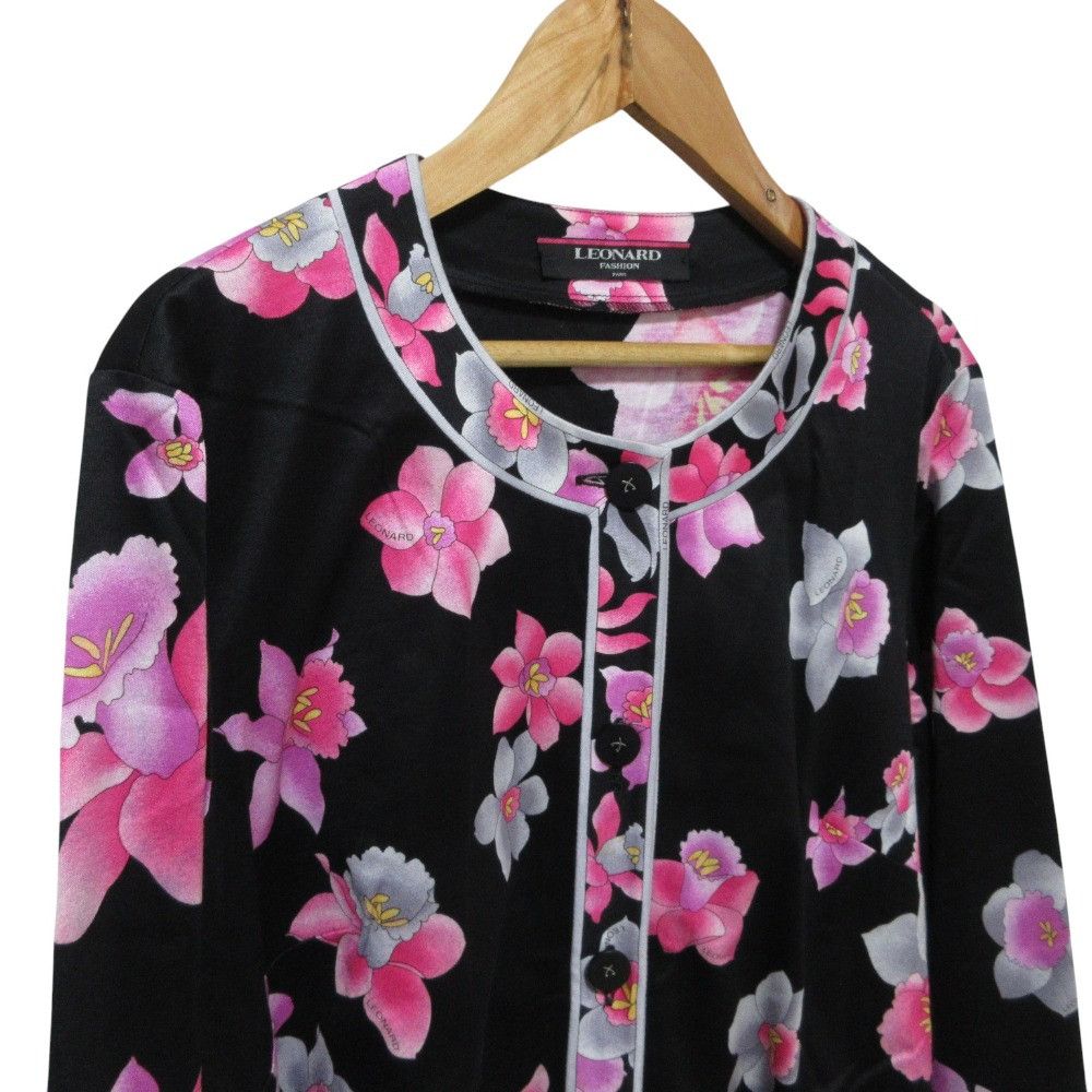 Other Leonard LEONARD FASHION Flower Print Cotton Collarless Jacket Textile Outerwear DUTY FREE for USA Size ONE SIZE - 4 Thumbnail