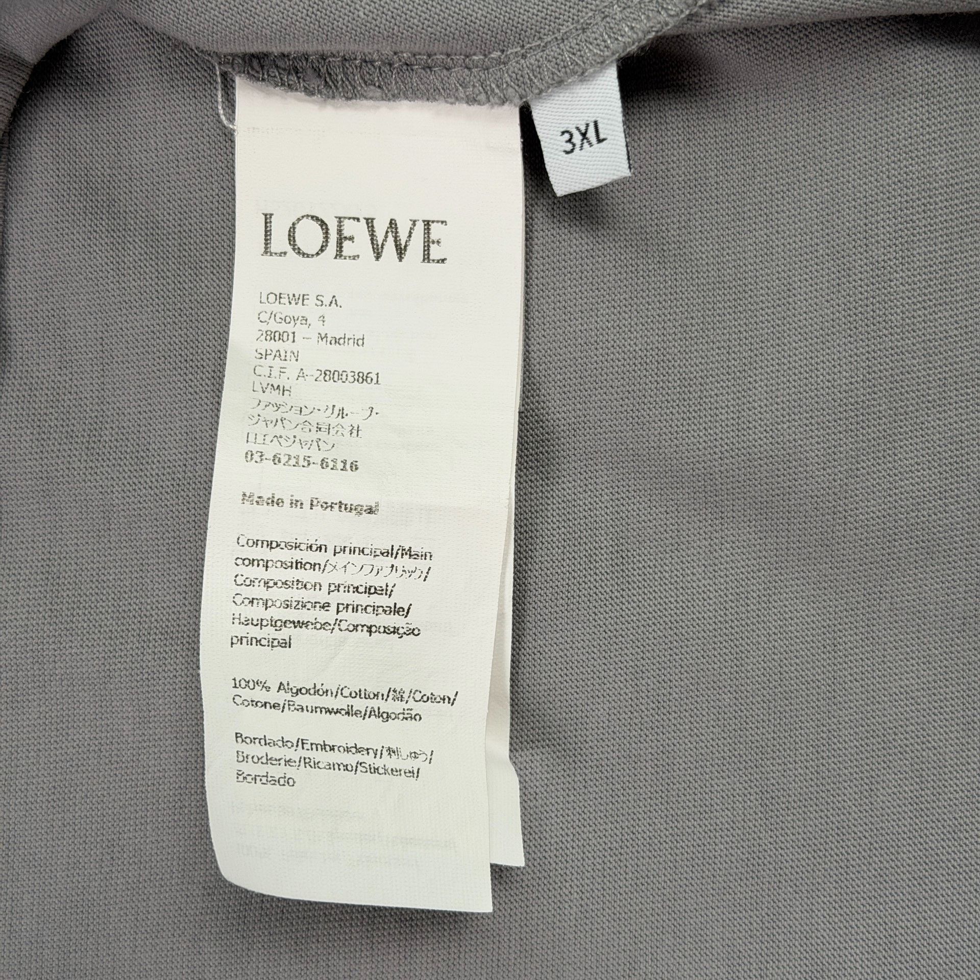 Loewe Loewe Embroidered Logo T-Shirt Gray 3XL Size US XXL / EU 58 / 5 - 8 Thumbnail