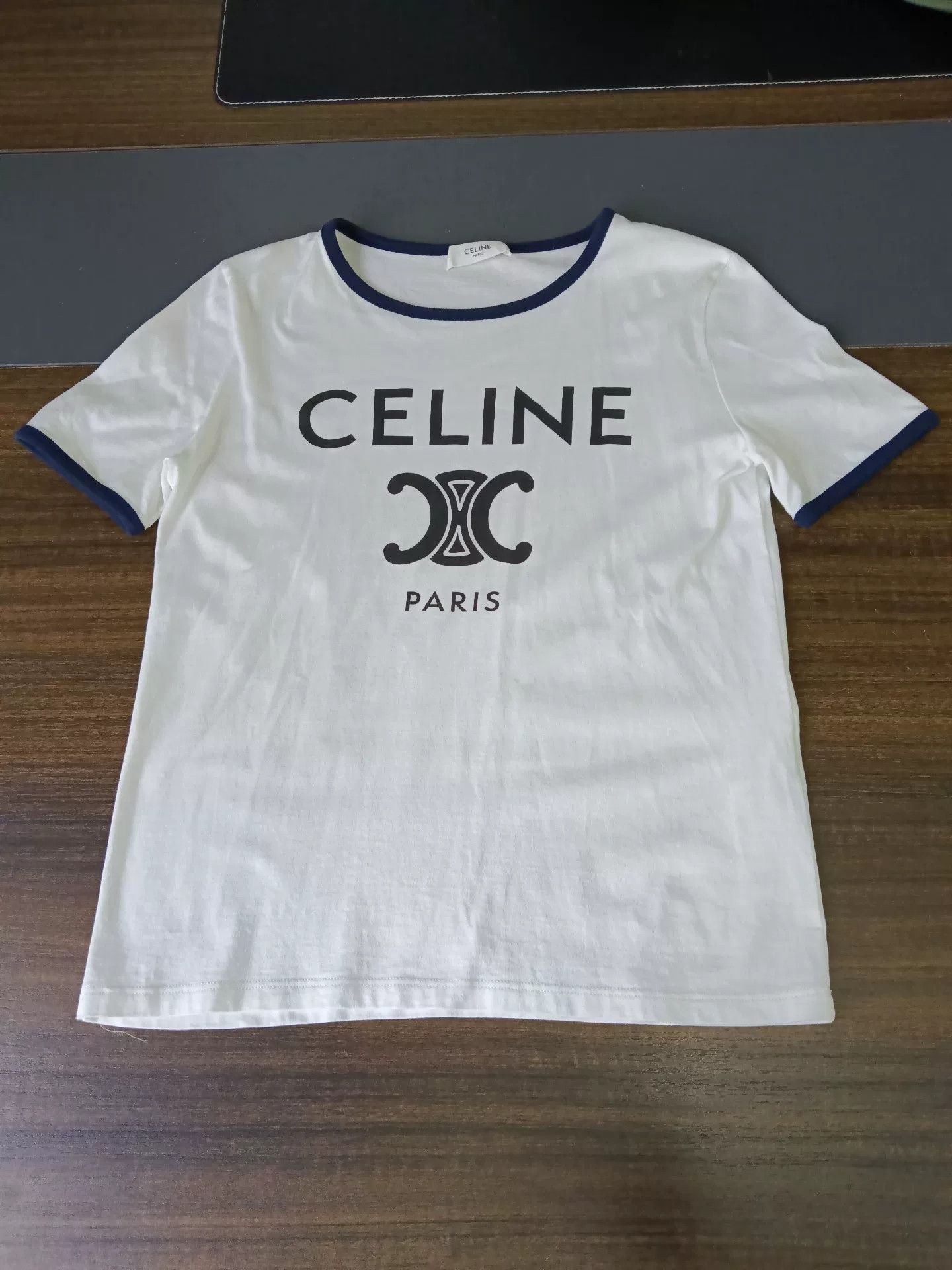 Celine Celine Triomphe Logo Ringer T-Shirt XS Size XS / US 0-2 / IT 36-38 - 2 Thumbnail