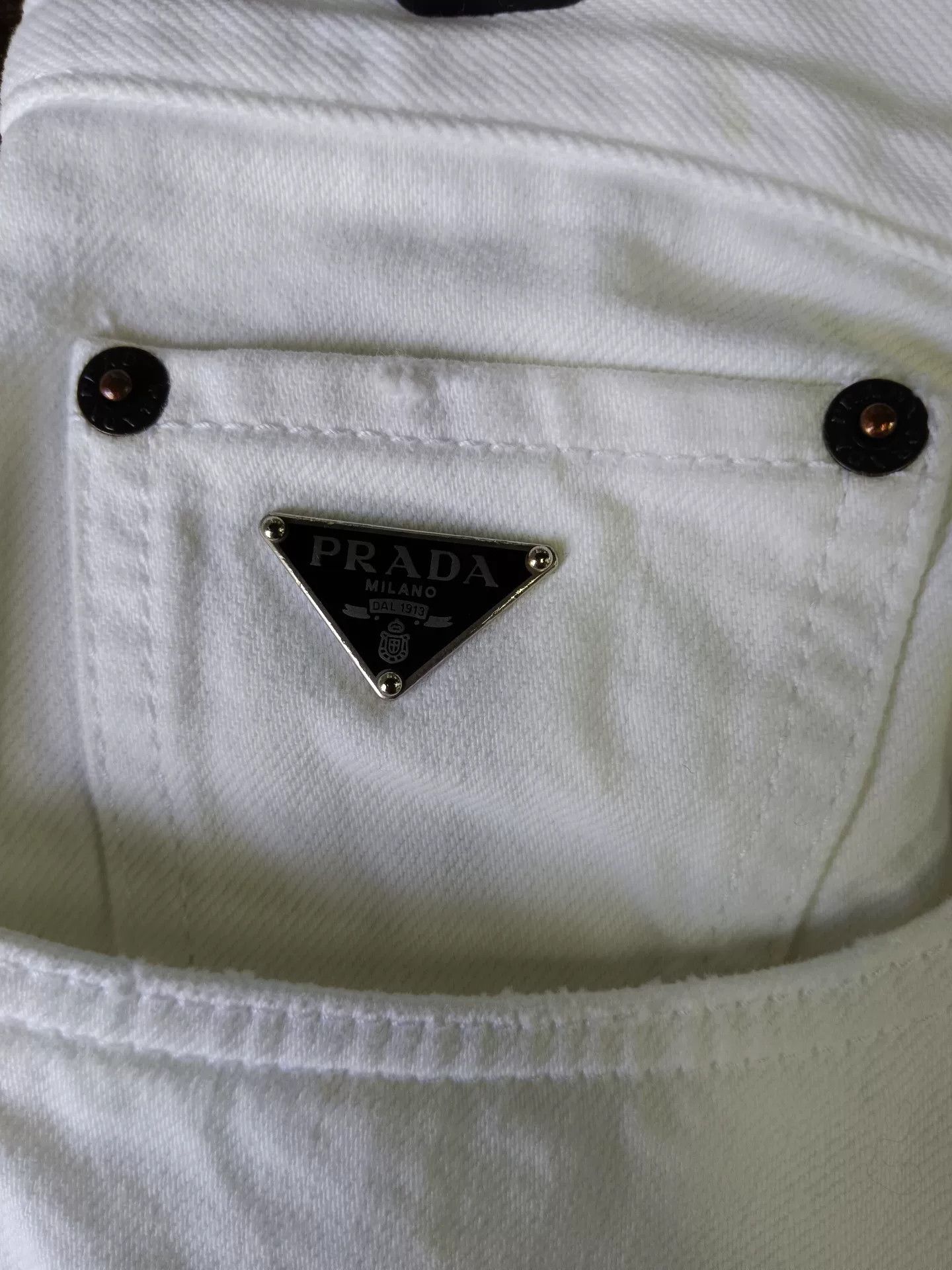 Prada Prada White Straight Leg Denim Jeans 33 Size US 33 - 3 Thumbnail