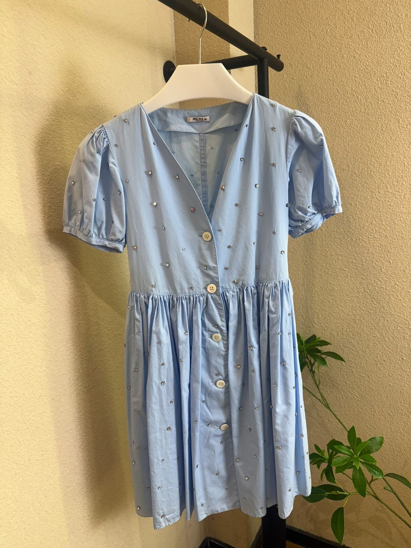 Miu Miu Miu Miu Crystal Embellished Cotton Dress 36 Size XS / US 0-2 / IT 36-38 - 2 Thumbnail